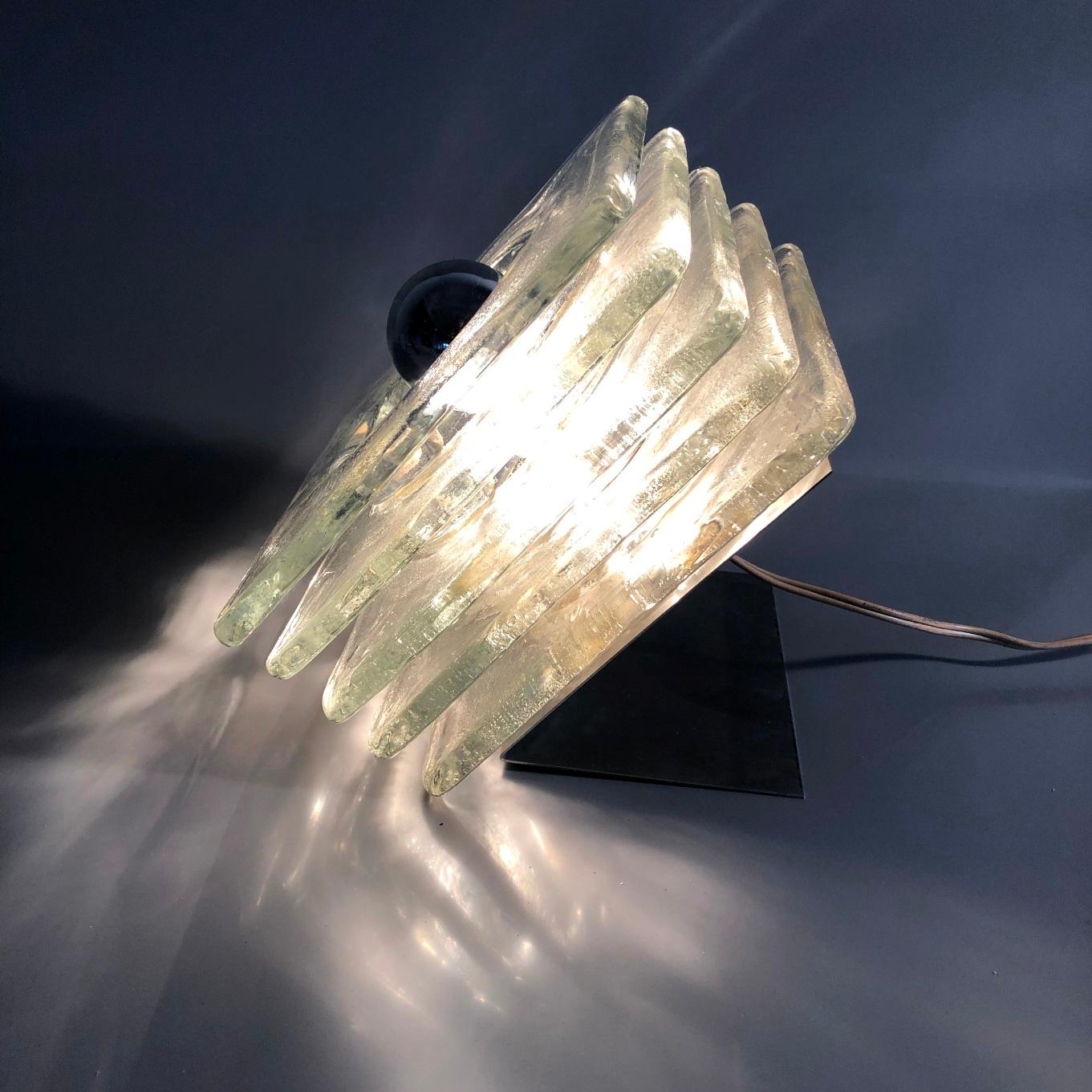 Spaceage Layered Murano Glass Sheets Cube Table Light, Italy, 1970s For Sale 2