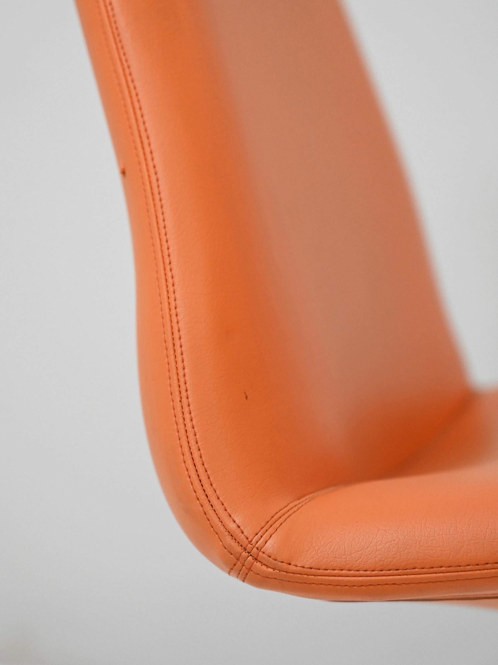 Metal 'Spaceage' style swivel chairs orange color, 1970s For Sale