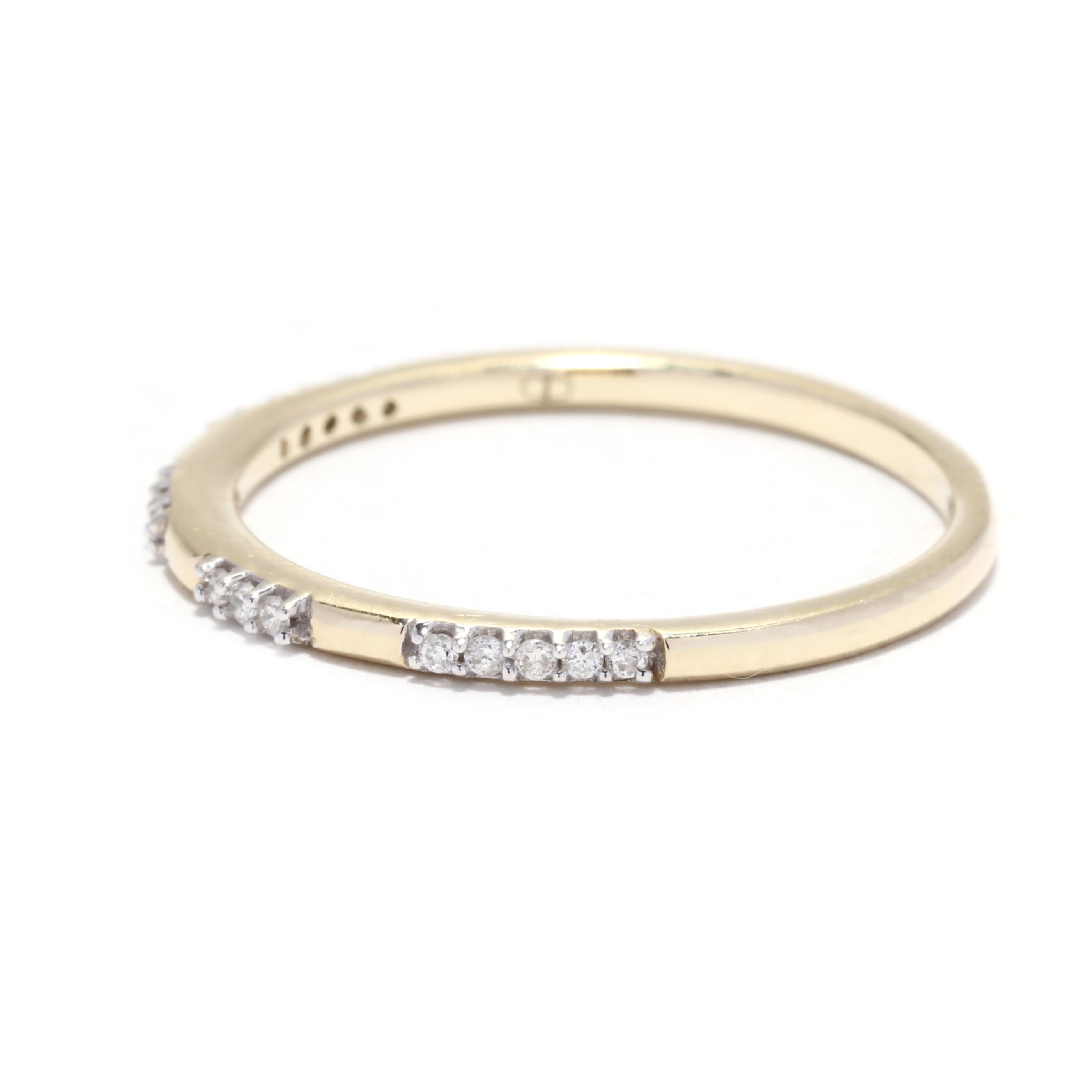 Brilliant Cut Spaced Diamond Wedding Band, 10KT Yellow Gold, Ring, Stackable