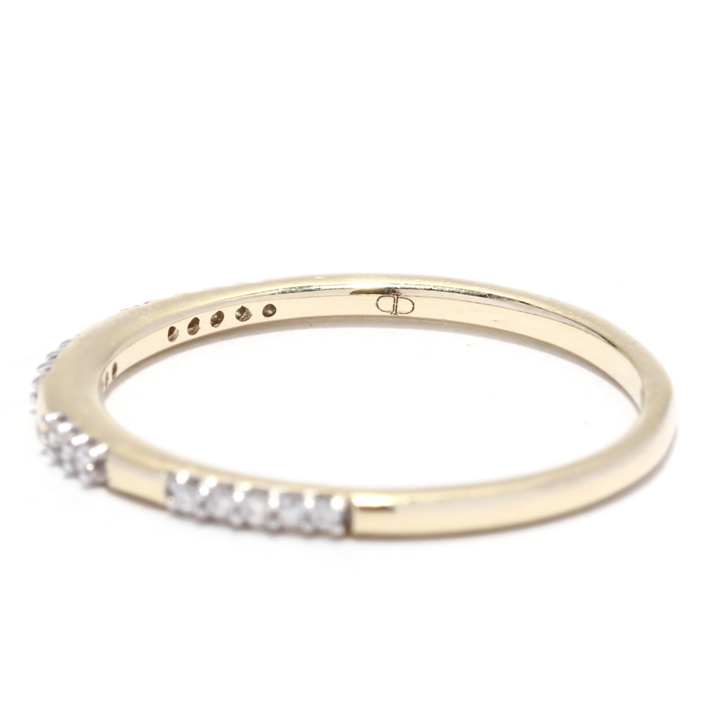Spaced Diamond Wedding Band, 10KT Yellow Gold, Ring, Stackable In Good Condition In McLeansville, NC