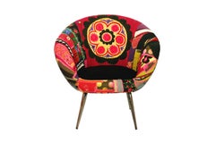 Spaceship Armchair, Midcentury Vintage Inspired Bohemian Set of Two Armchairs
