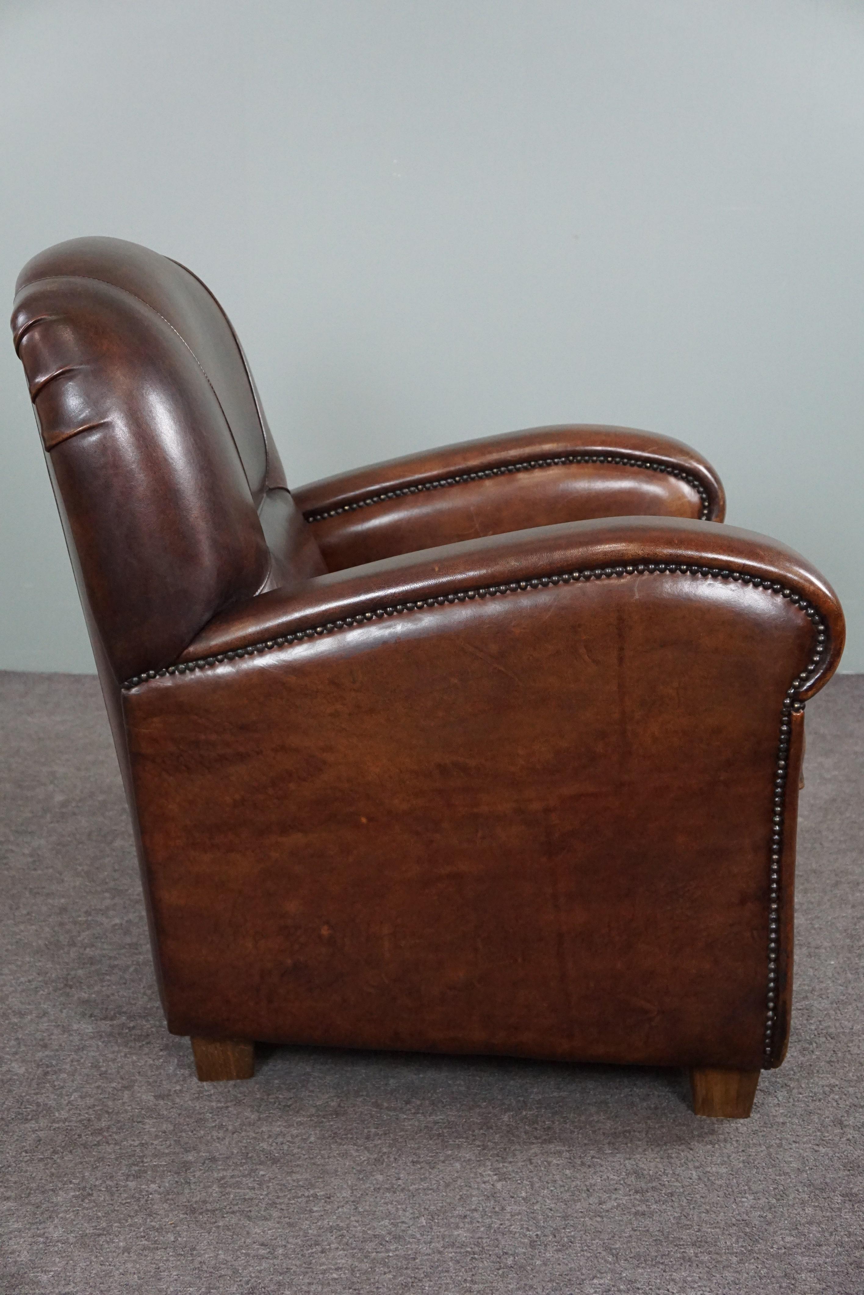 Dutch Spacious and well-fitting sheepskin armchair For Sale