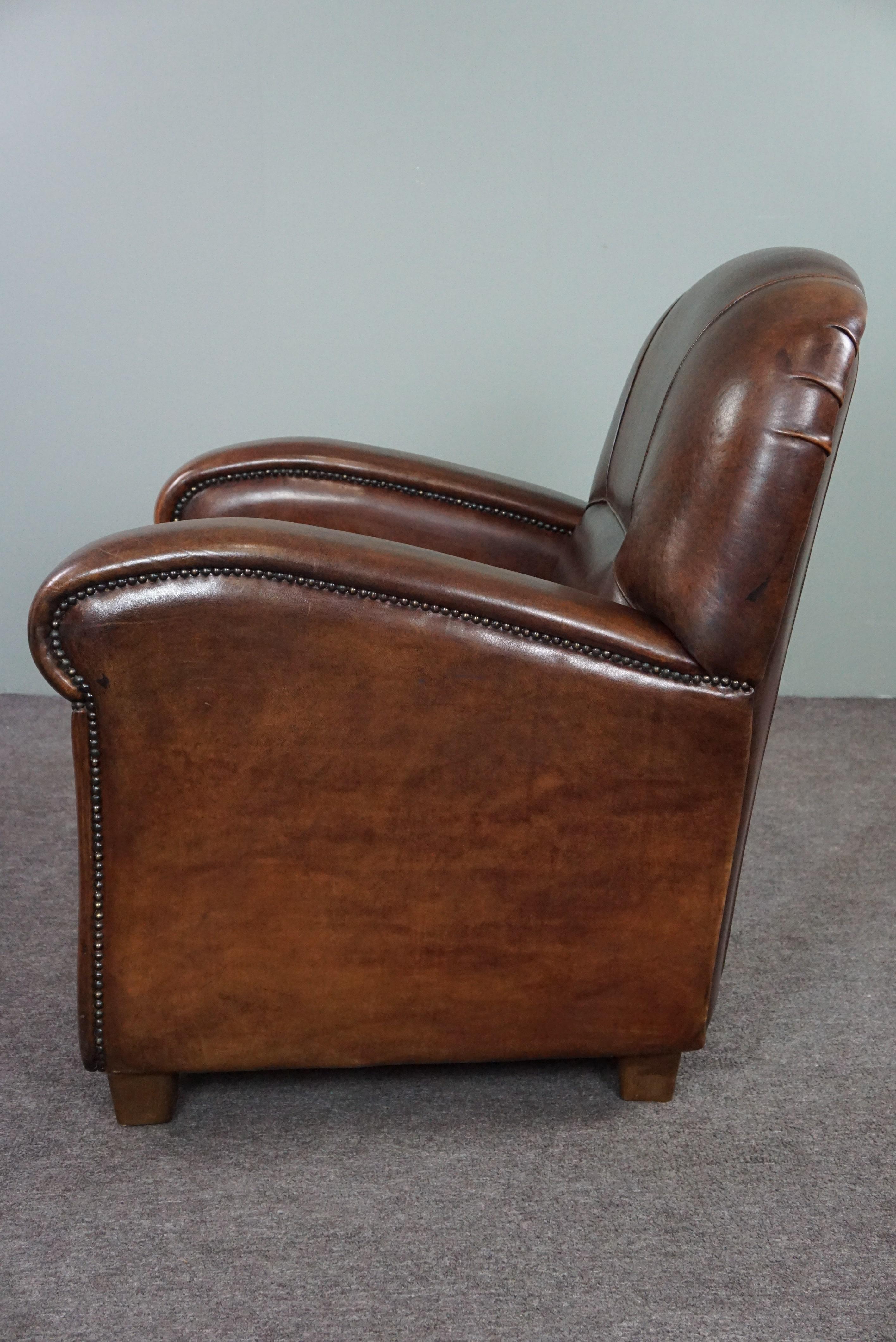 Spacious and well-fitting sheepskin armchair In Good Condition For Sale In Harderwijk, NL