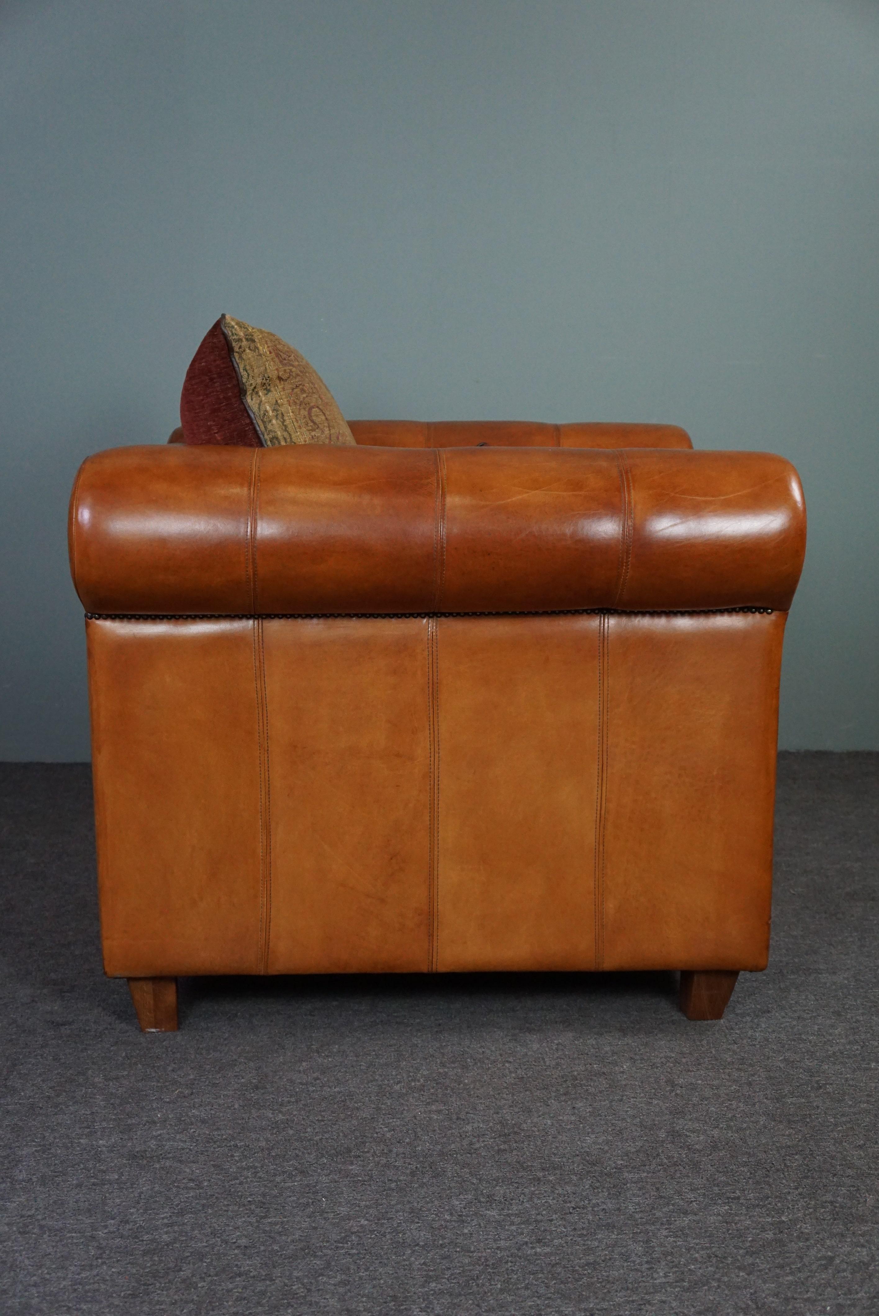 Dutch Spacious & very comfortable sheep leather armchair For Sale