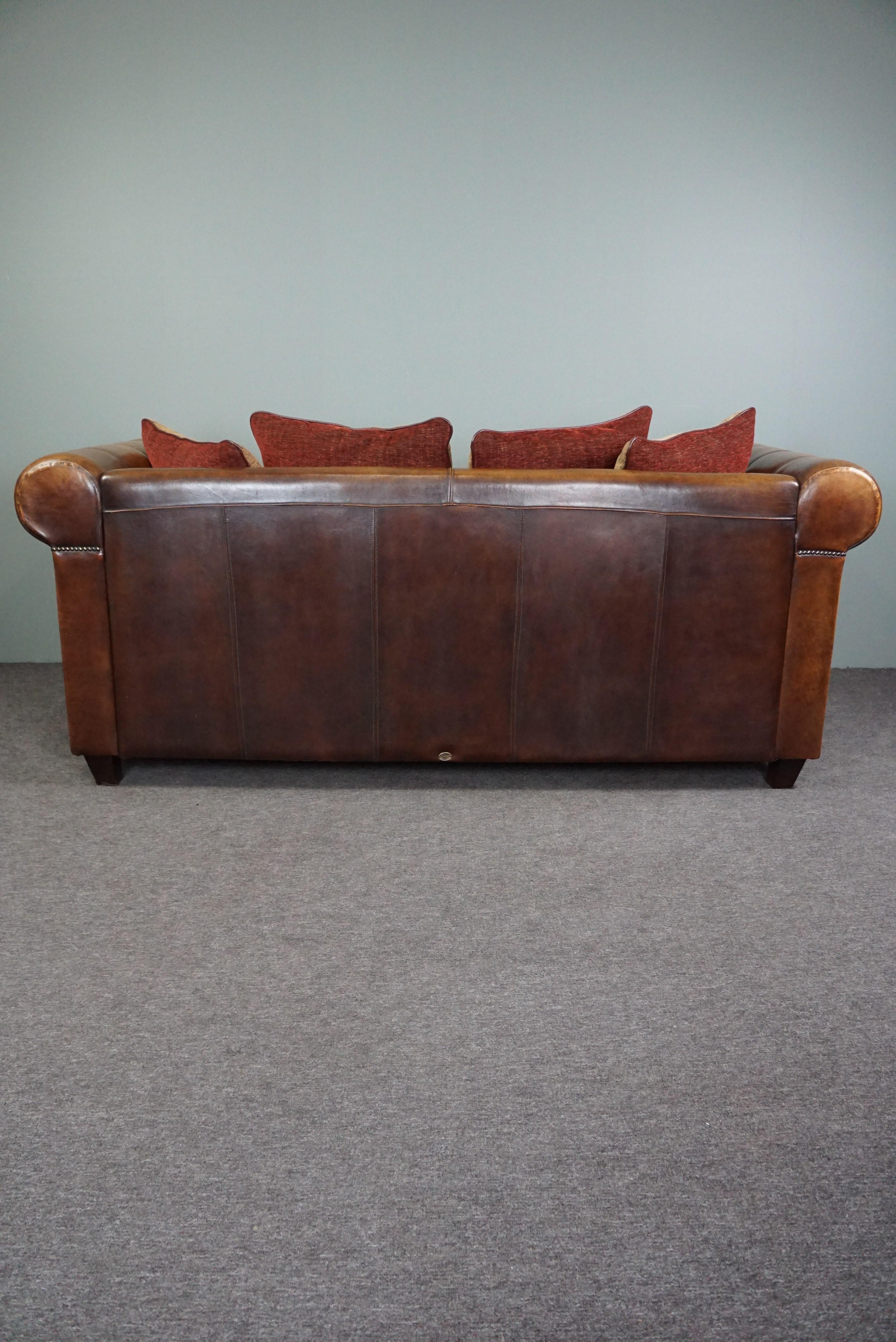 Dutch Spacious & very comfortable sheepskin 3-seater sofa For Sale