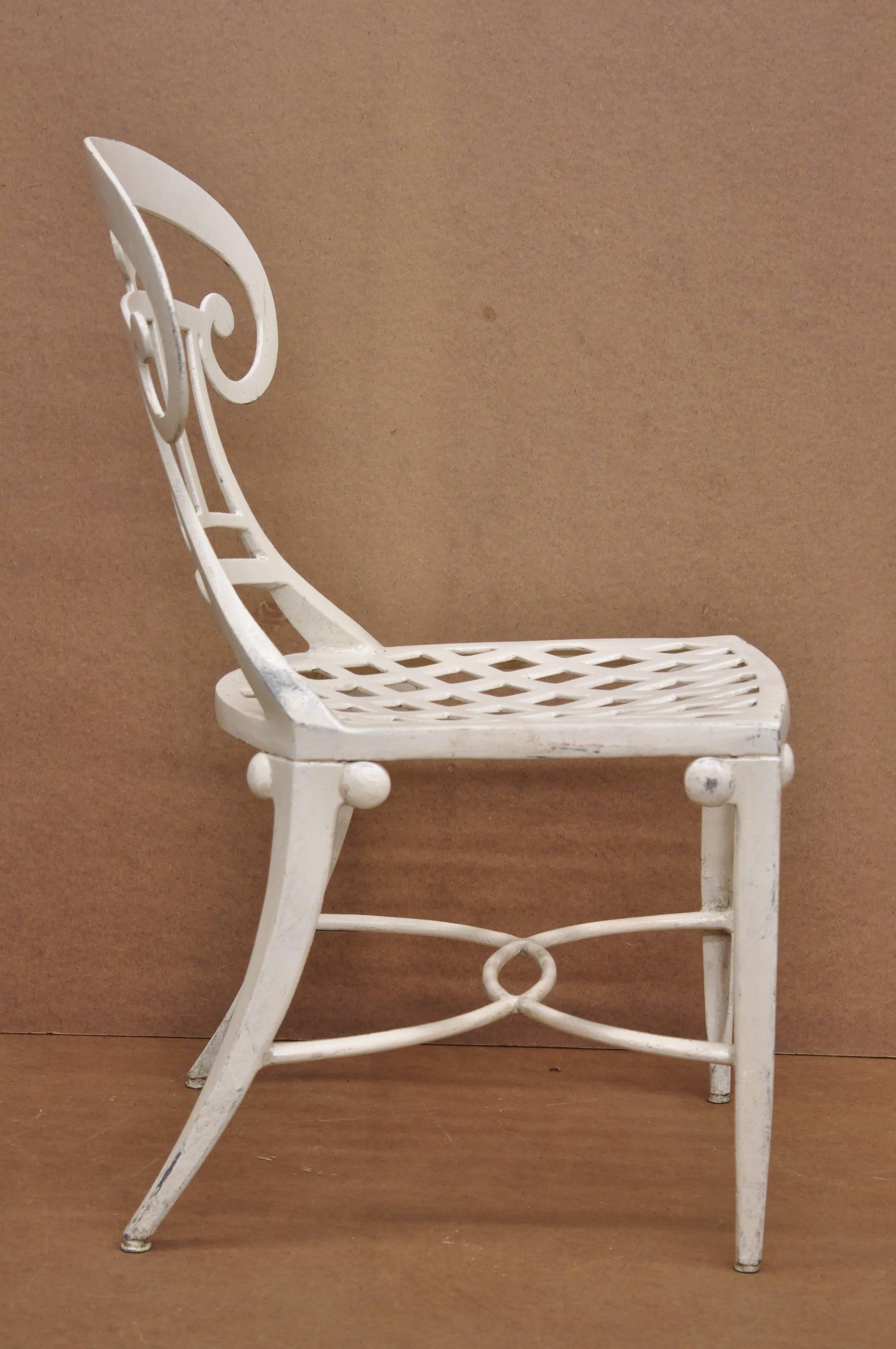 Neoclassical Spade Back Cast Aluminium Saber Leg Garden Dining Chair from Tavern on the Green