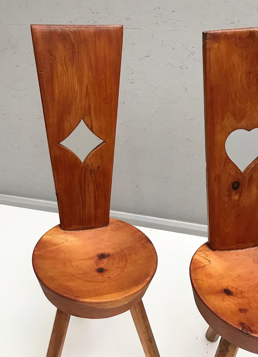 Spade, Club, heart and diamond wood chairs, set of 4.
