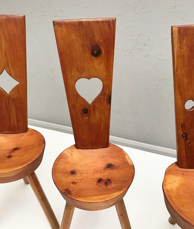 Spade Club Heart And Diamond Wood Chairs Set Of 4 For Sale At 1stdibs