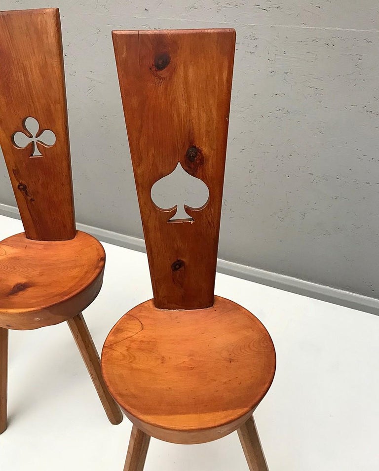 Spade Club Heart And Diamond Wood Chairs Set Of 4 For Sale At 1stdibs