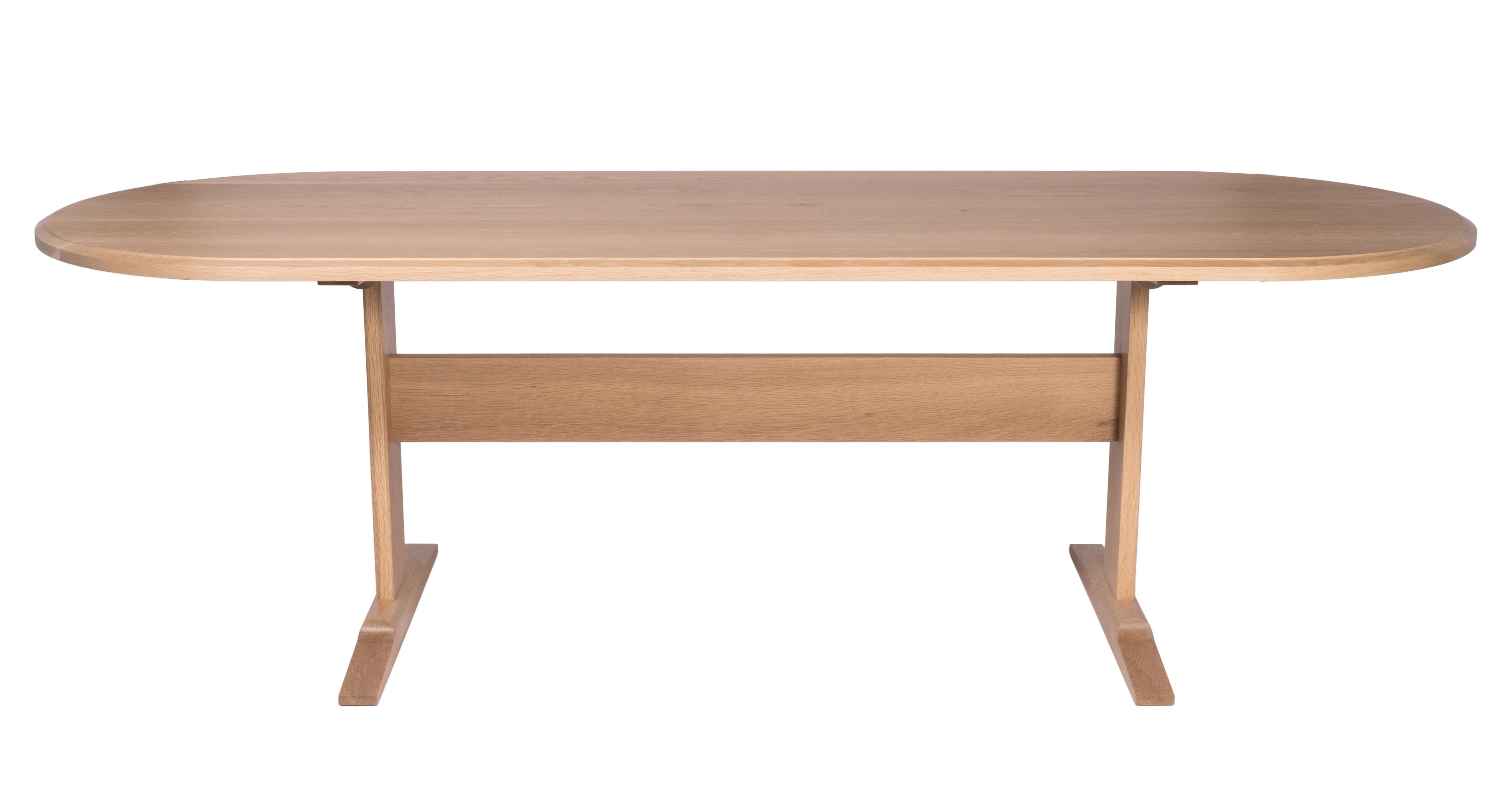 American Spade Dining Table by Tretiak Works, Modern Contemporary White Oak Trestle For Sale