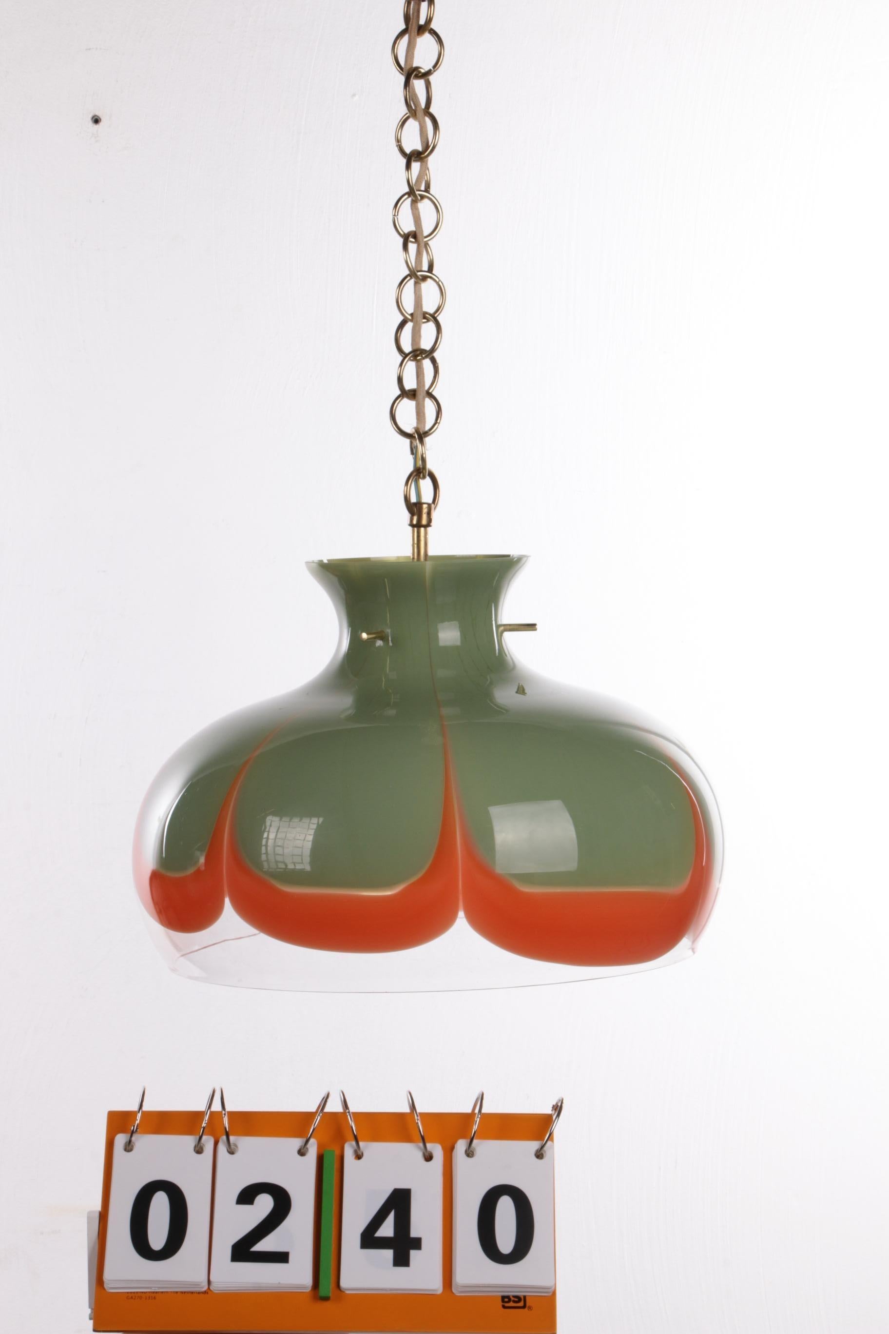 Mid-Century Modern Spage Age Hanging Lamp Kaiser Leuchten with Murano Glass For Sale