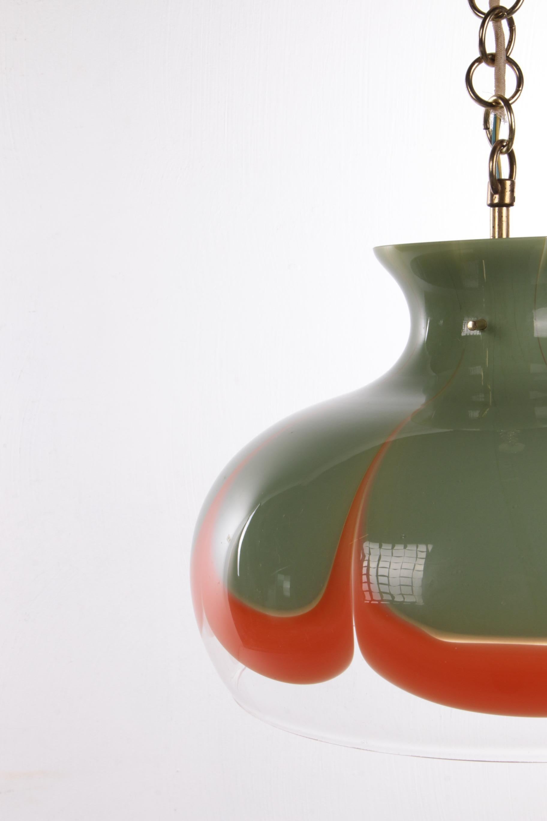 Fin du 20e siècle Lampe suspendue Kaiser Leuchten avec verre de Murano en vente