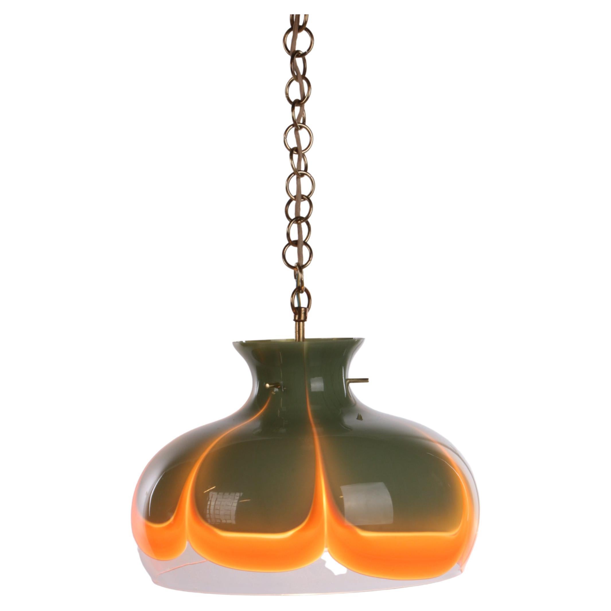 Spage Age Hanging Lamp Kaiser Leuchten with Murano Glass