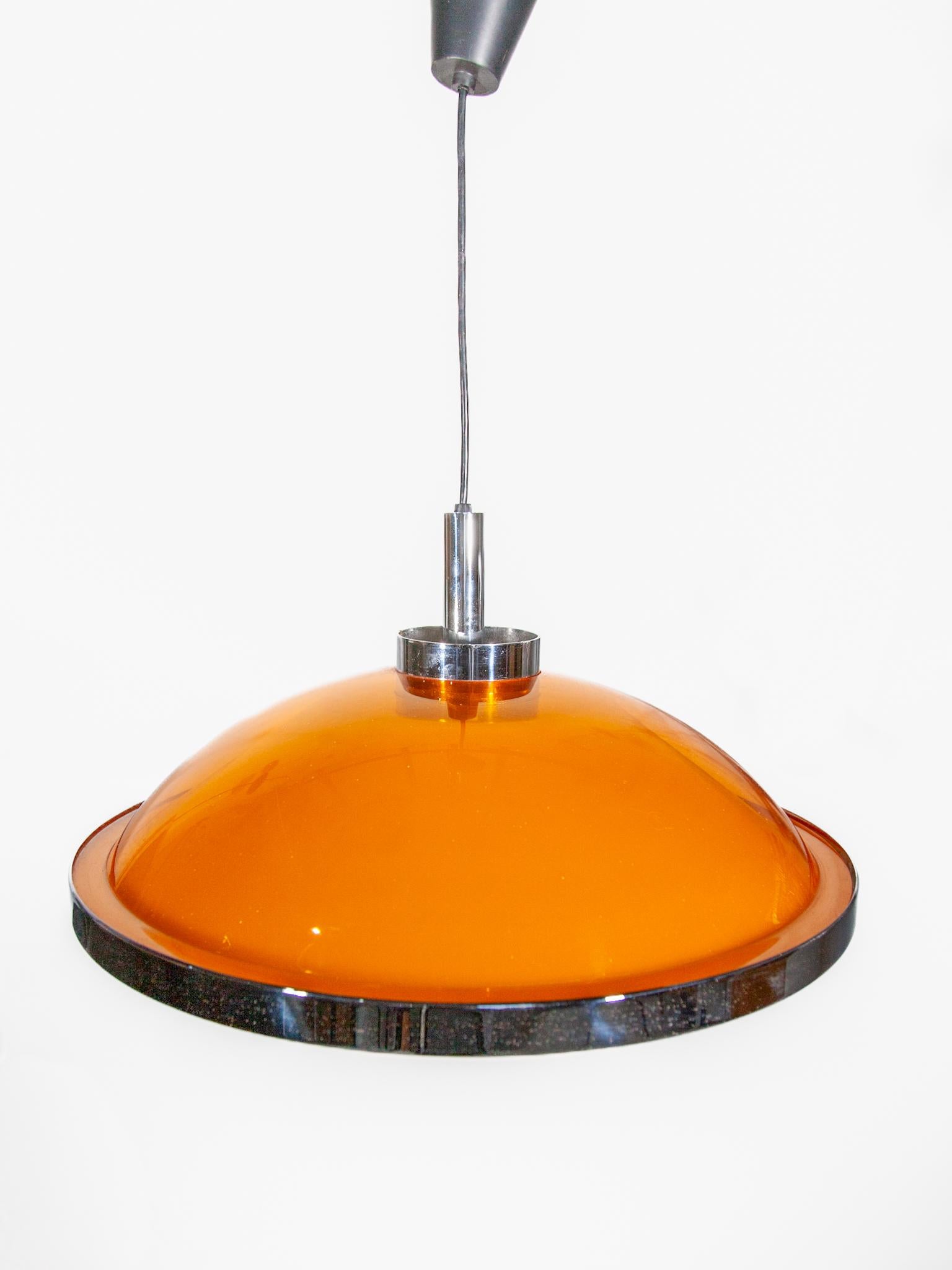 Italian Spage Age Orange Pendant designed by Guzzini 1970, Italy For Sale