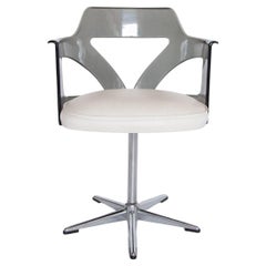 Spage Age Smoked Plexi Glass Swivel Desk Chair, 1960s