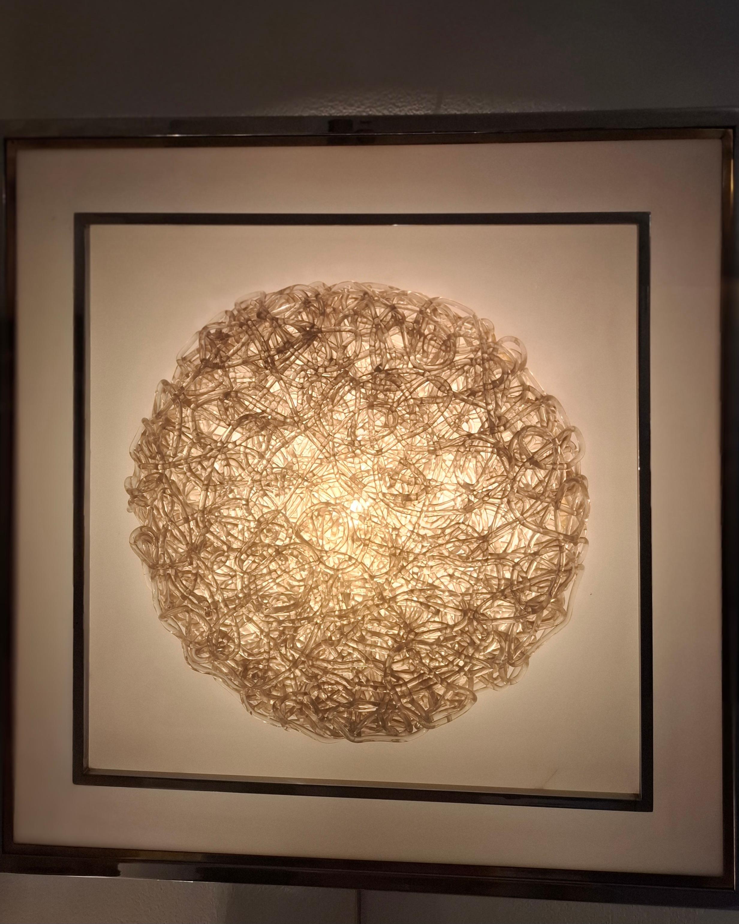 ECCEZIONALE PANNELLO LUMINOSO/APPLIQUE  DI GOFFREDO REGGIANI DEL 1970 IN METALLO CROMATO E PERSPEX PROVENIENTE DA UNA VILLA MILANESE......IN buono stato. 