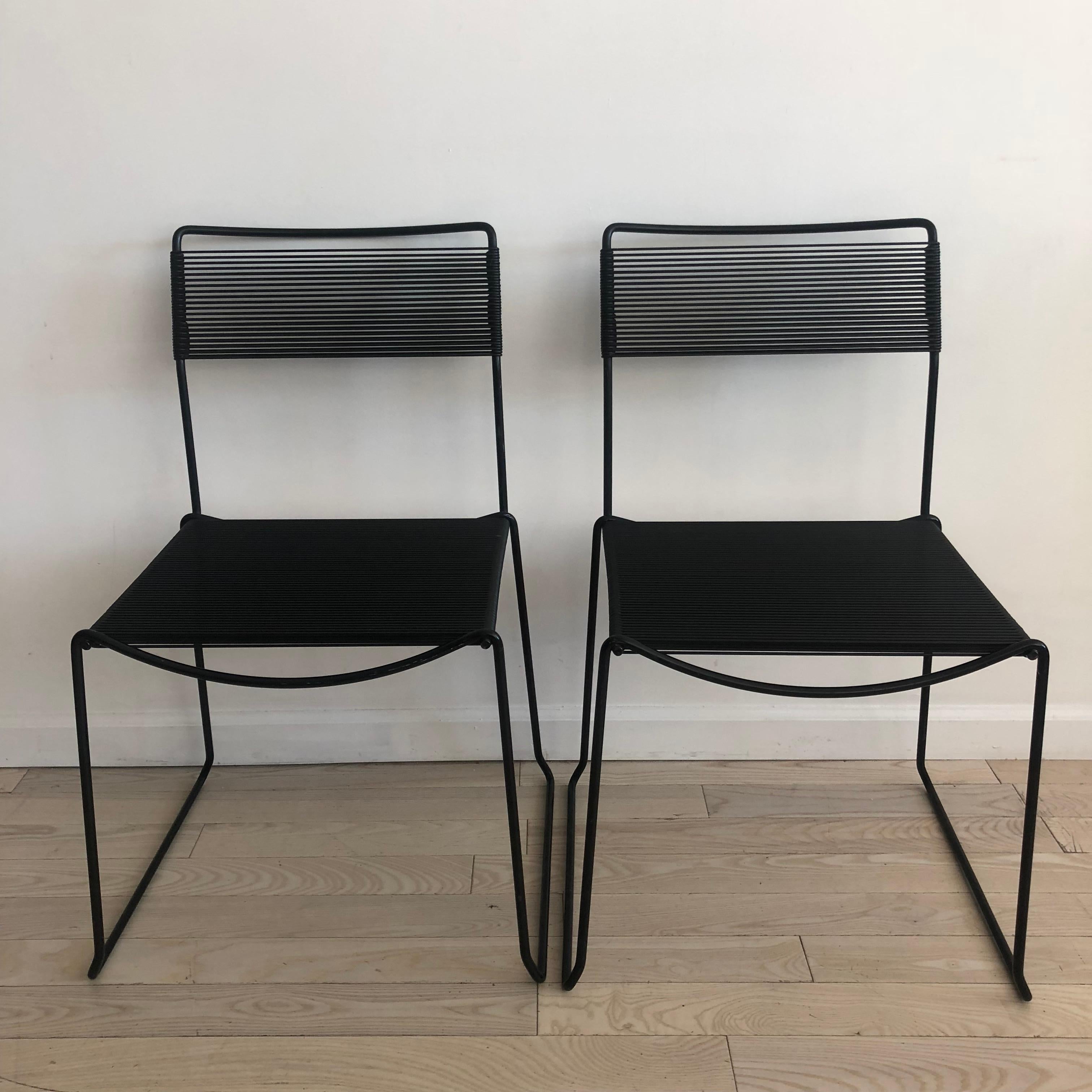 Metal Spaghetti Side Chairs in Black by Giandomenico Belotti, Set of Four Chairs
