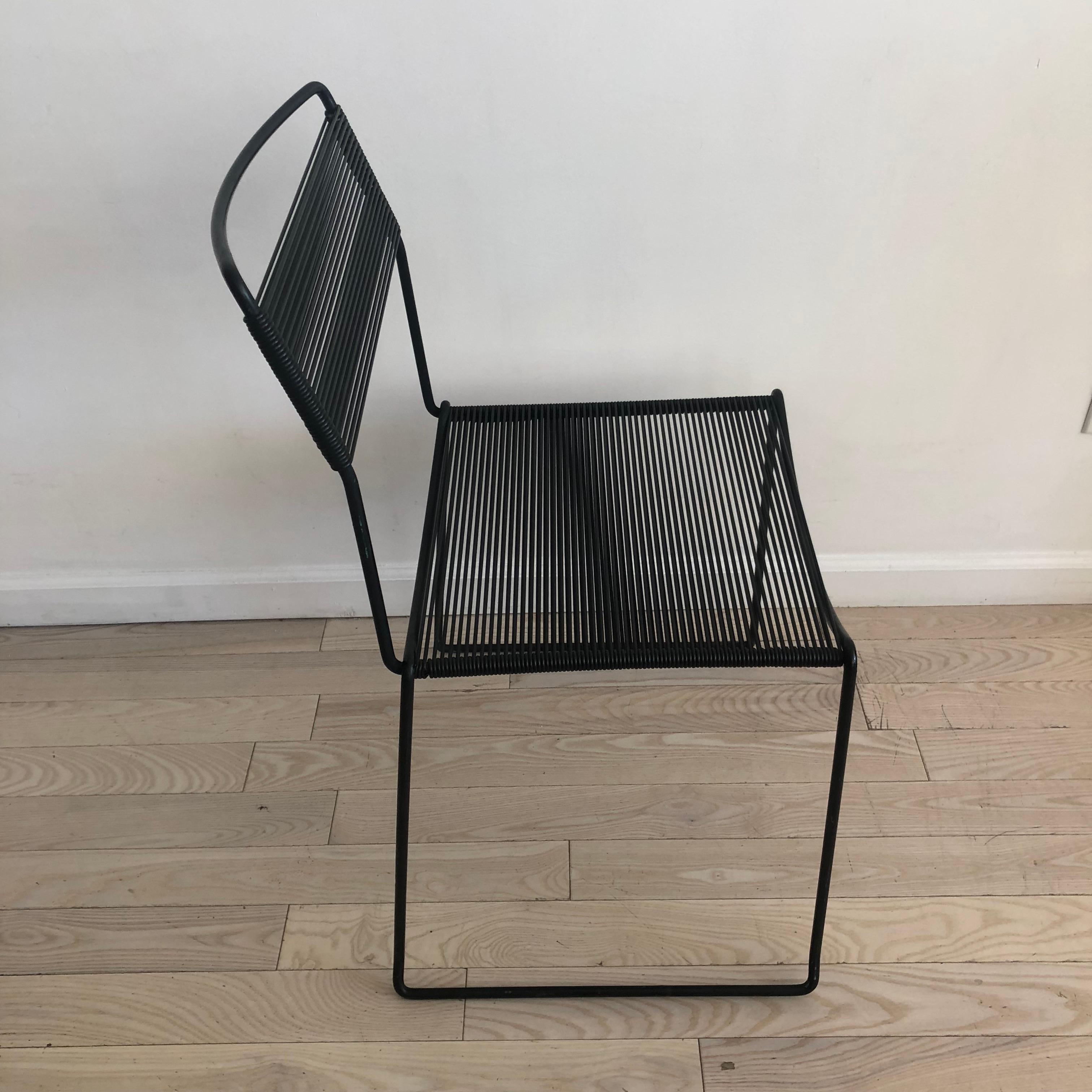 Spaghetti Side Chairs in Black by Giandomenico Belotti, Set of Four Chairs 2