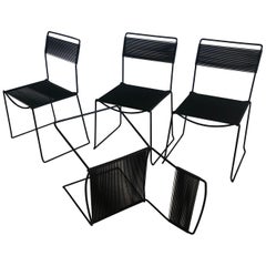 Spaghetti Side Chairs in Black by Giandomenico Belotti, Set of Four Chairs
