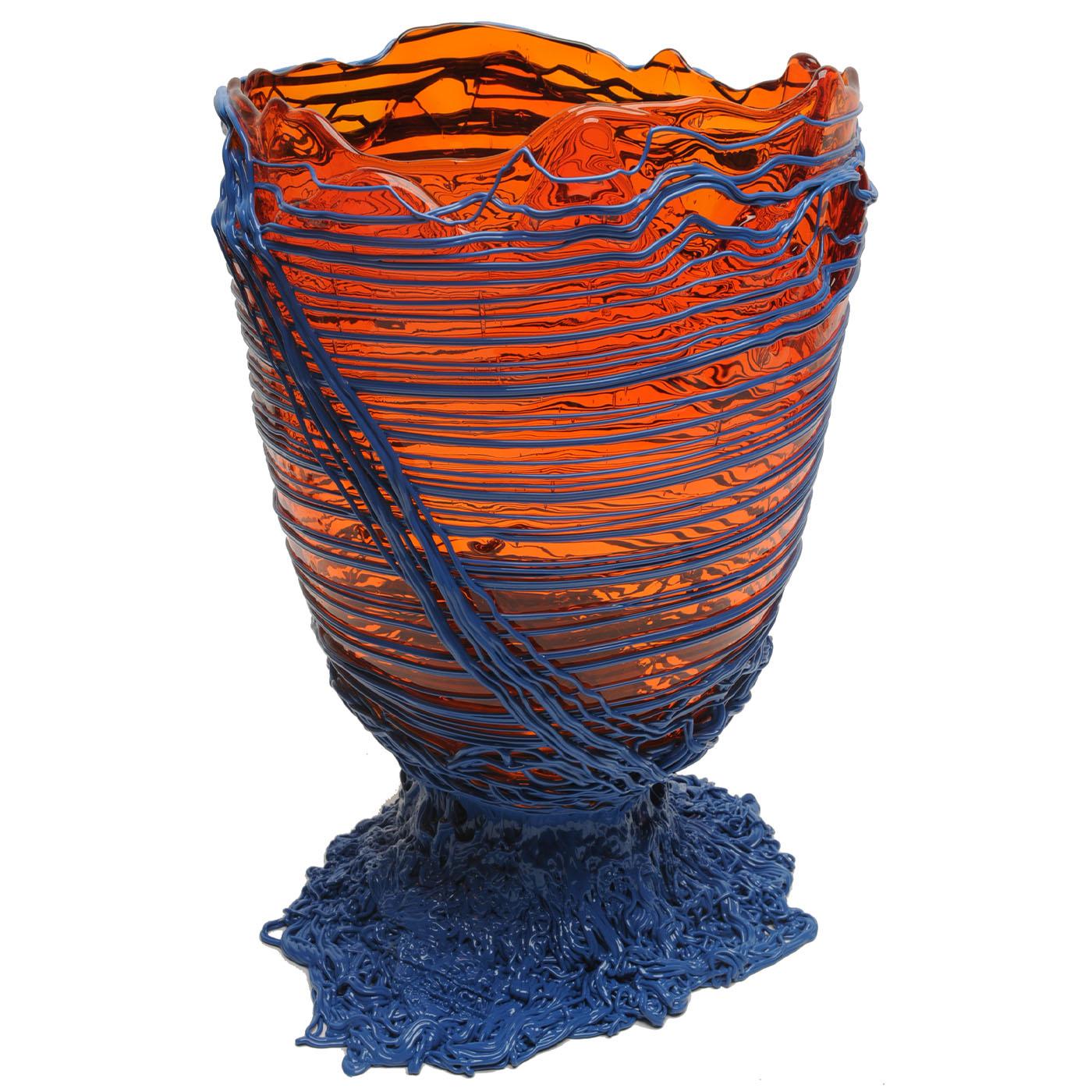 XXI secolo e contemporaneo Vaso Spaghetti L Di Gaetano Pesce in resina arancione e blu in vendita