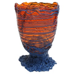 Spaghetti Vase L By Gaetano Pesce in orange and blue resin