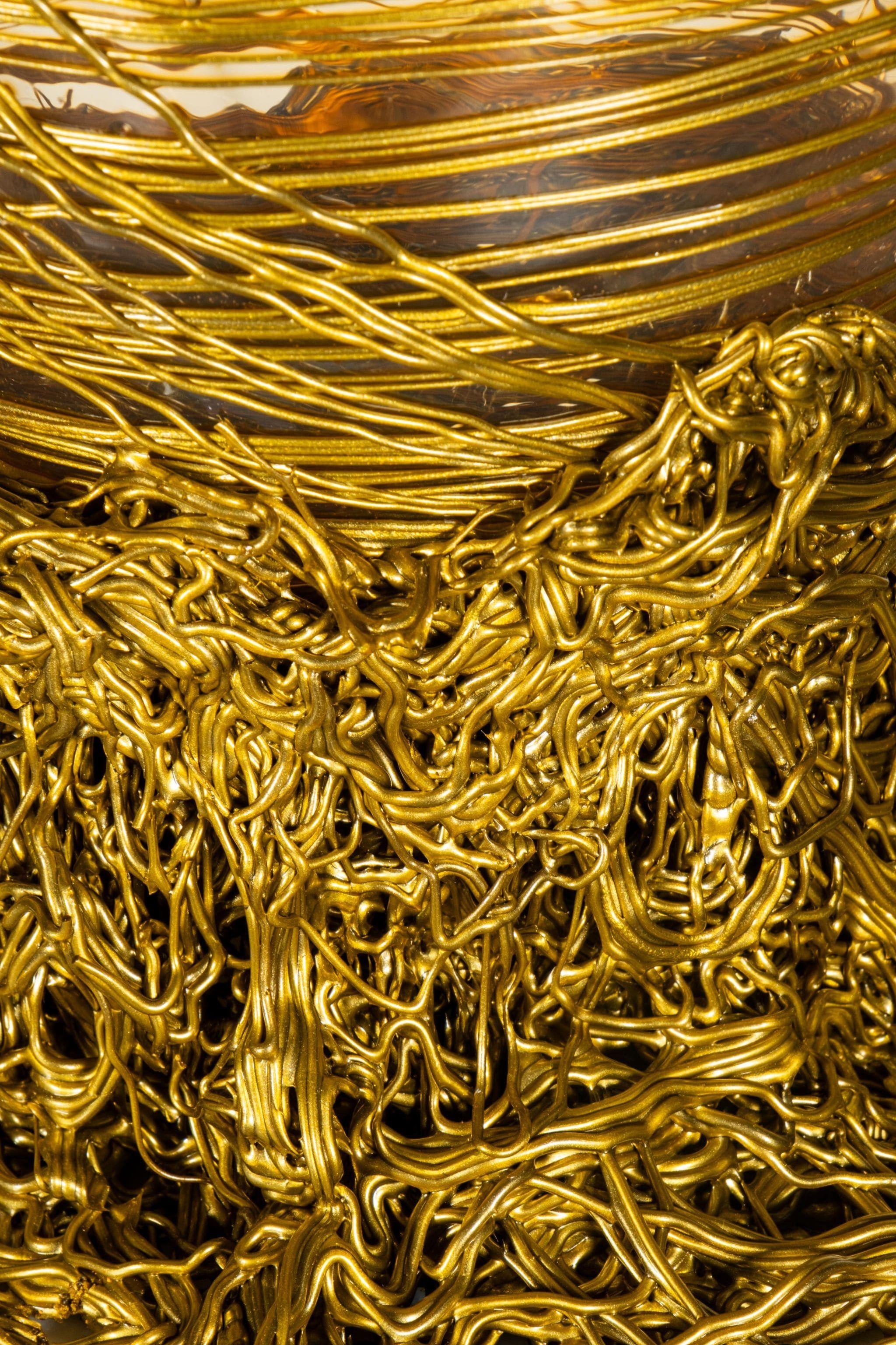 Spaghetti Vase (Large), Clear and Gold by Gaetano Pesce In New Condition For Sale In Toronto, CA