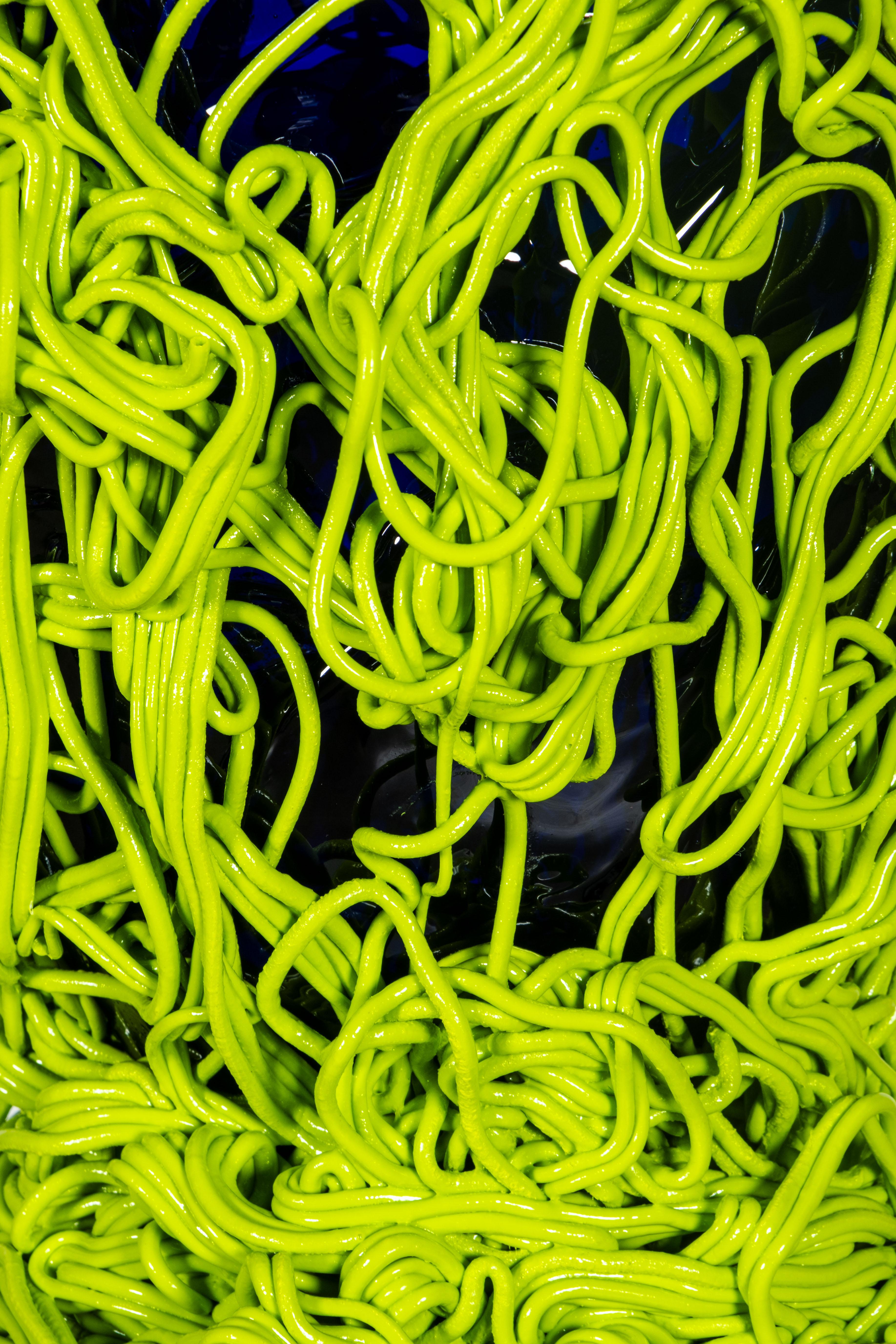 Spaghetti Vase (Large), Clear Blue and Matte Lime by Gaetano Pesce In New Condition For Sale In Toronto, CA
