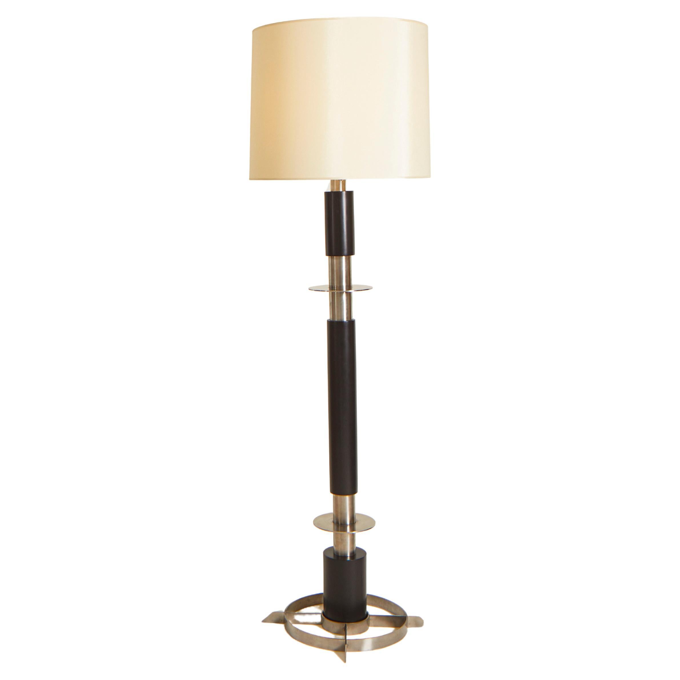 Mid Century Jordi Vilanova Walnut & Nickel Floor Lamp, Spain 1960s