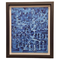 Spanien, Blaues Gemälde, „Die Stadt der Säulen“, Kuba Julio Sendino, 2012 