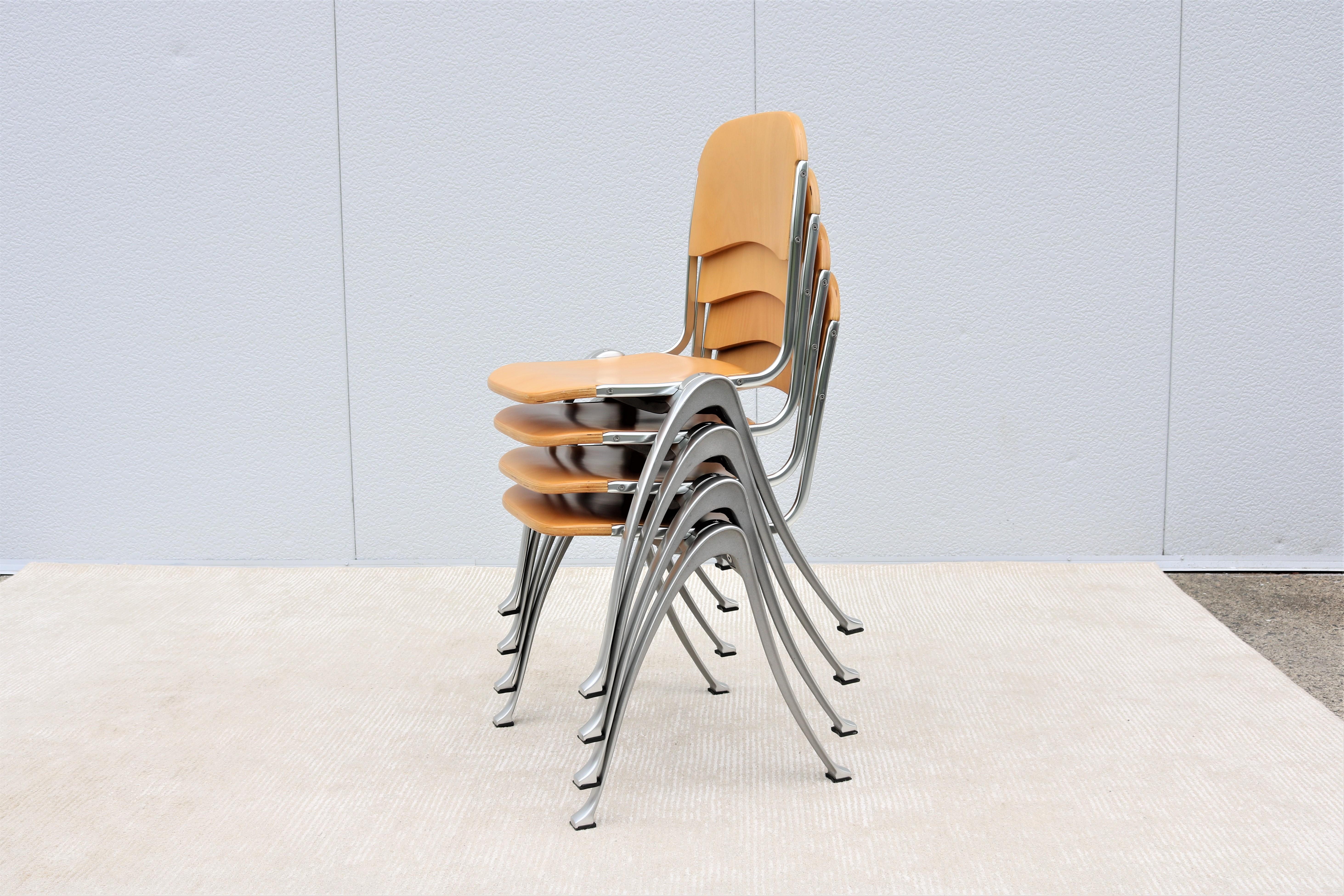 Spain Mid-Century Modern Joan Casas I Ortinez for Indecasa 4 Dining Chairs Set 5