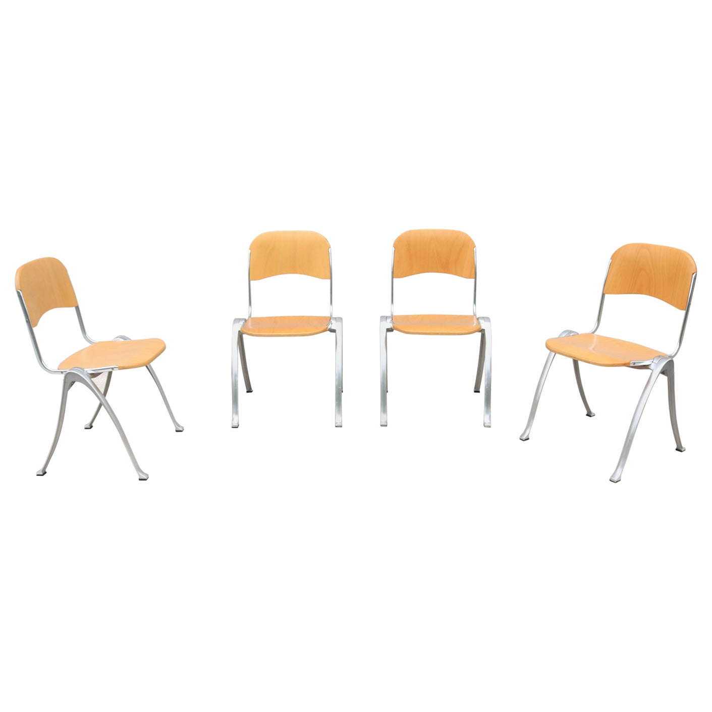 Spain Mid-Century Modern Joan Casas I Ortinez for Indecasa 4 Dining Chairs Set