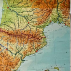 Spain Portugal Iberian Peninsual Map Wall Chart Poster