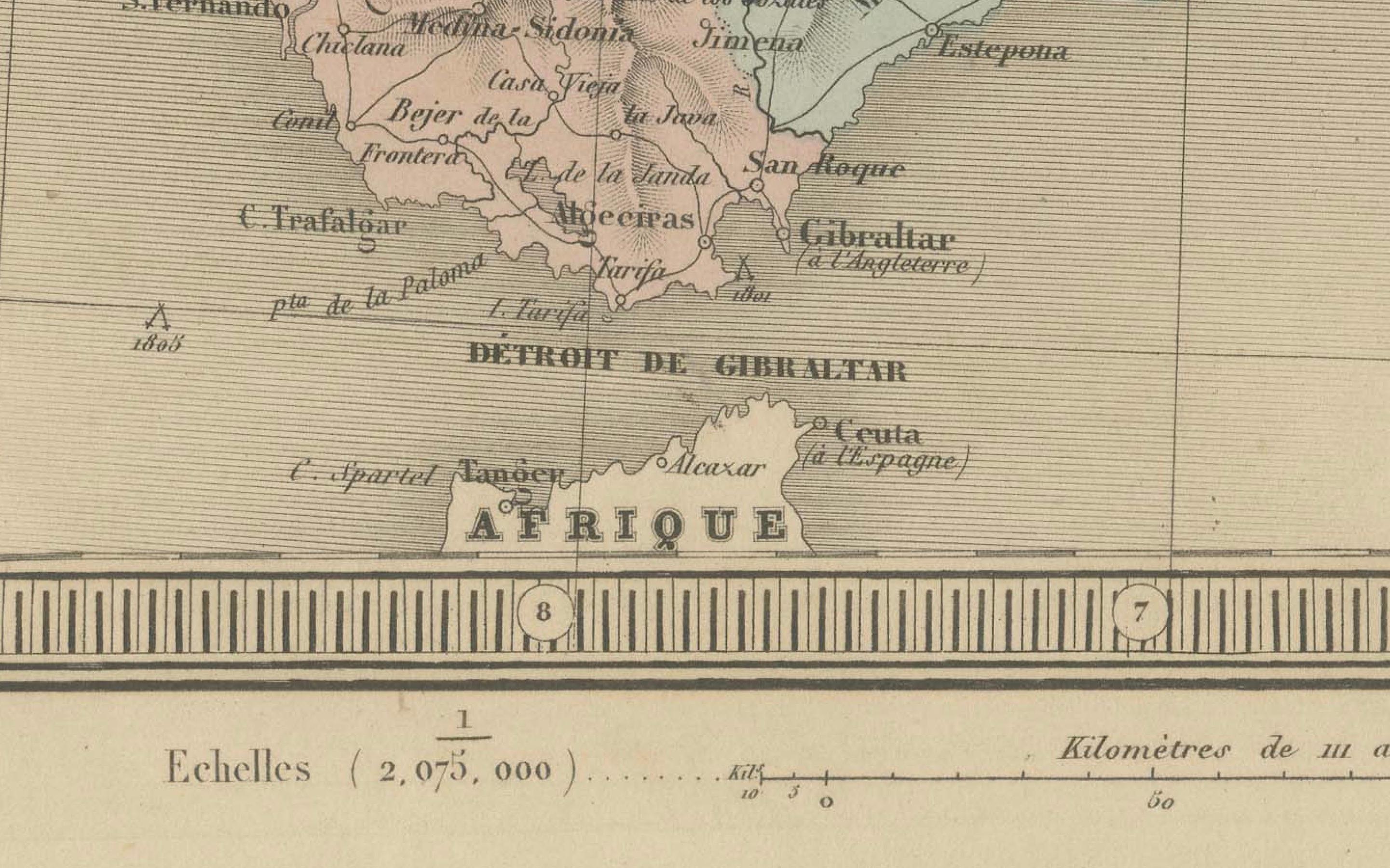 Mapa antiguo de España y Portugal - 