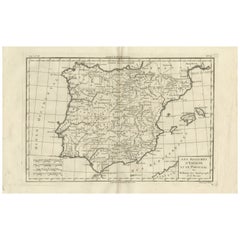 Spain 
Portugal Map – Iberian Peninsula by Bonne c.1780