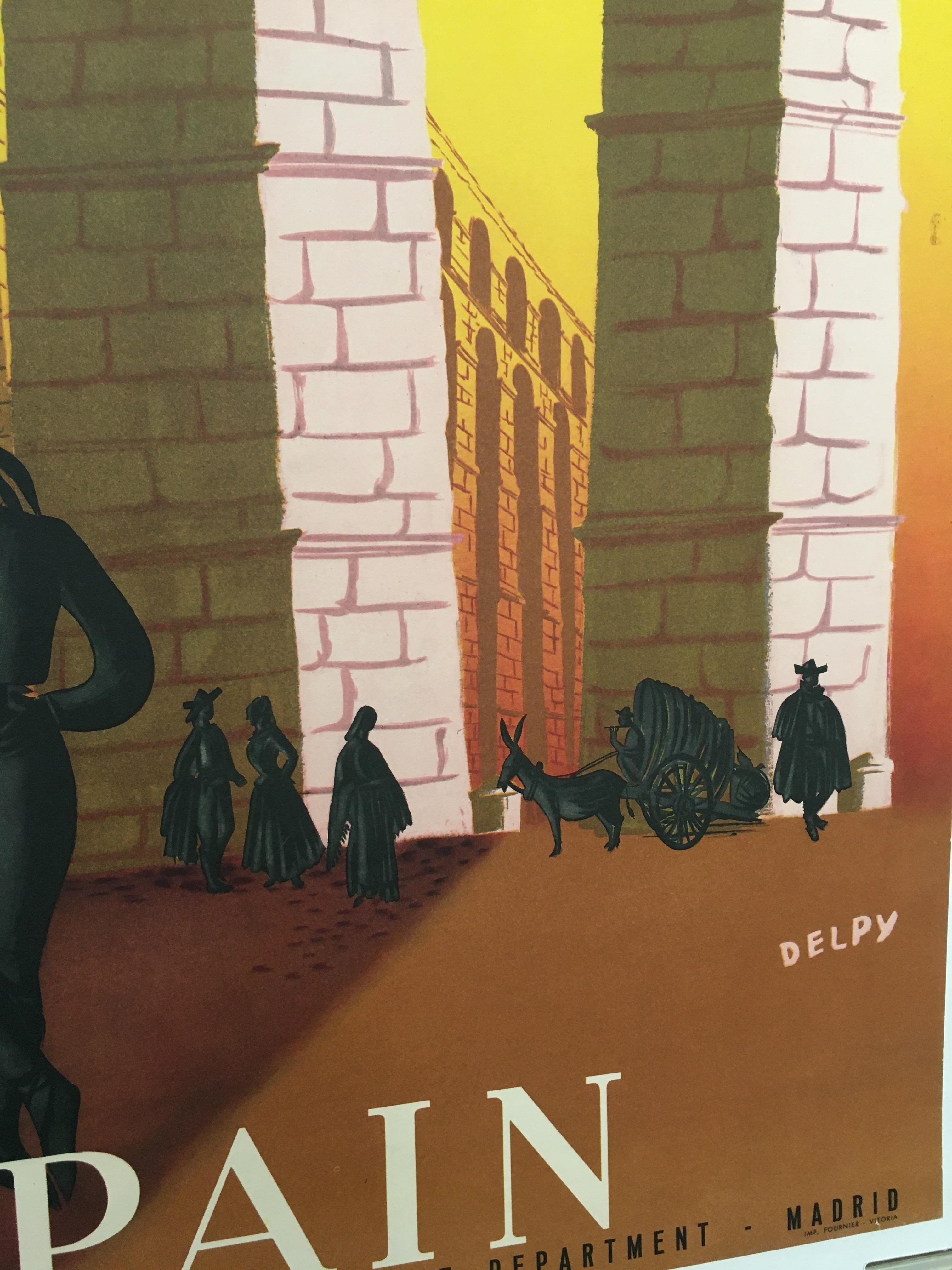 Original-Vintage-Poster „Spain“ Reise und Tourismus von Delpy, 1948 (Art déco)