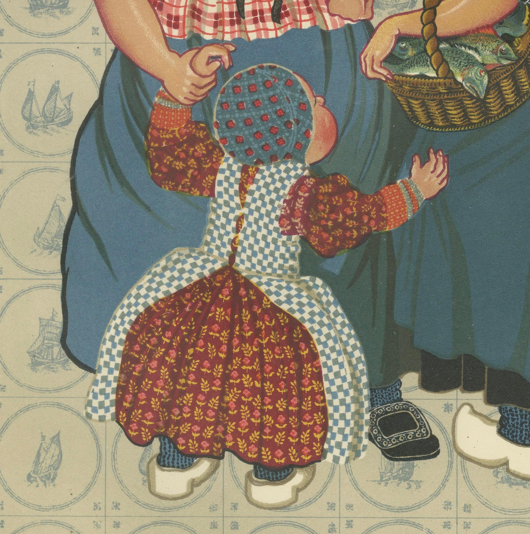 Donna di Spakenburg in abito domenicale con bambino - Stampa olandese in costume (1932) in vendita 1