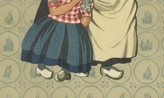 Spakenburg Women’s Working Dress with Children – Dutch Costume Print 1932
