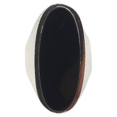 Anello Spaliu, Spagna, in argento sterling con onice nero cabochon ovale, misura 7 #24672
