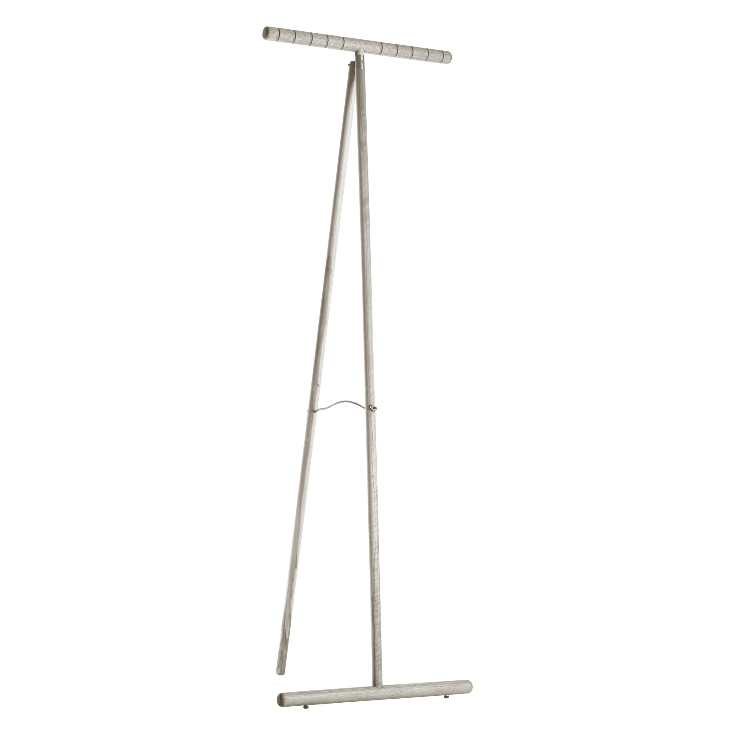 Percha de Madera Maciza Spalla, Nogal con Acabado Gris Natural Hecho a Mano, Contemporánea