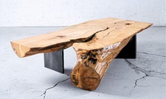 Organic Spalted Maple Round back steel leg Low Table / Bench