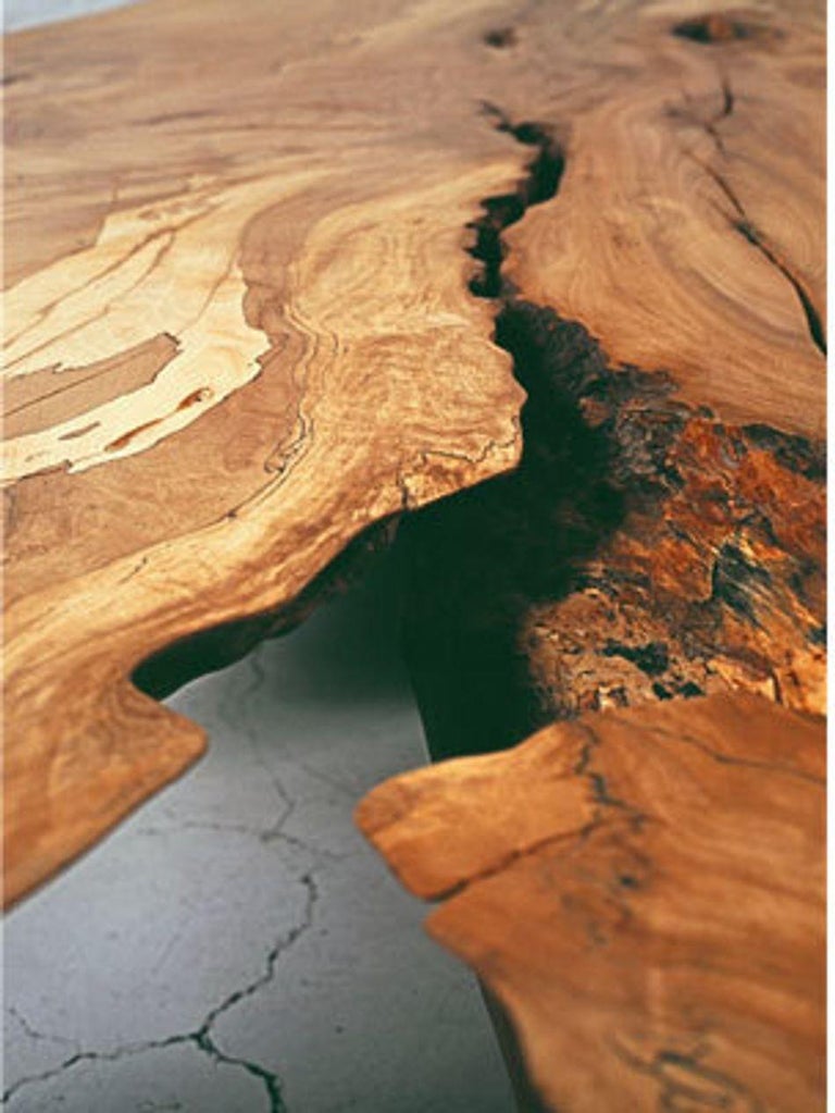 Organic Spalted Maple Round back steel leg Low Table / Bench For Sale