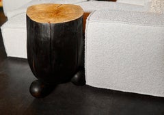 Spalted Maple Stump Table with Ball Feet Black Exterior