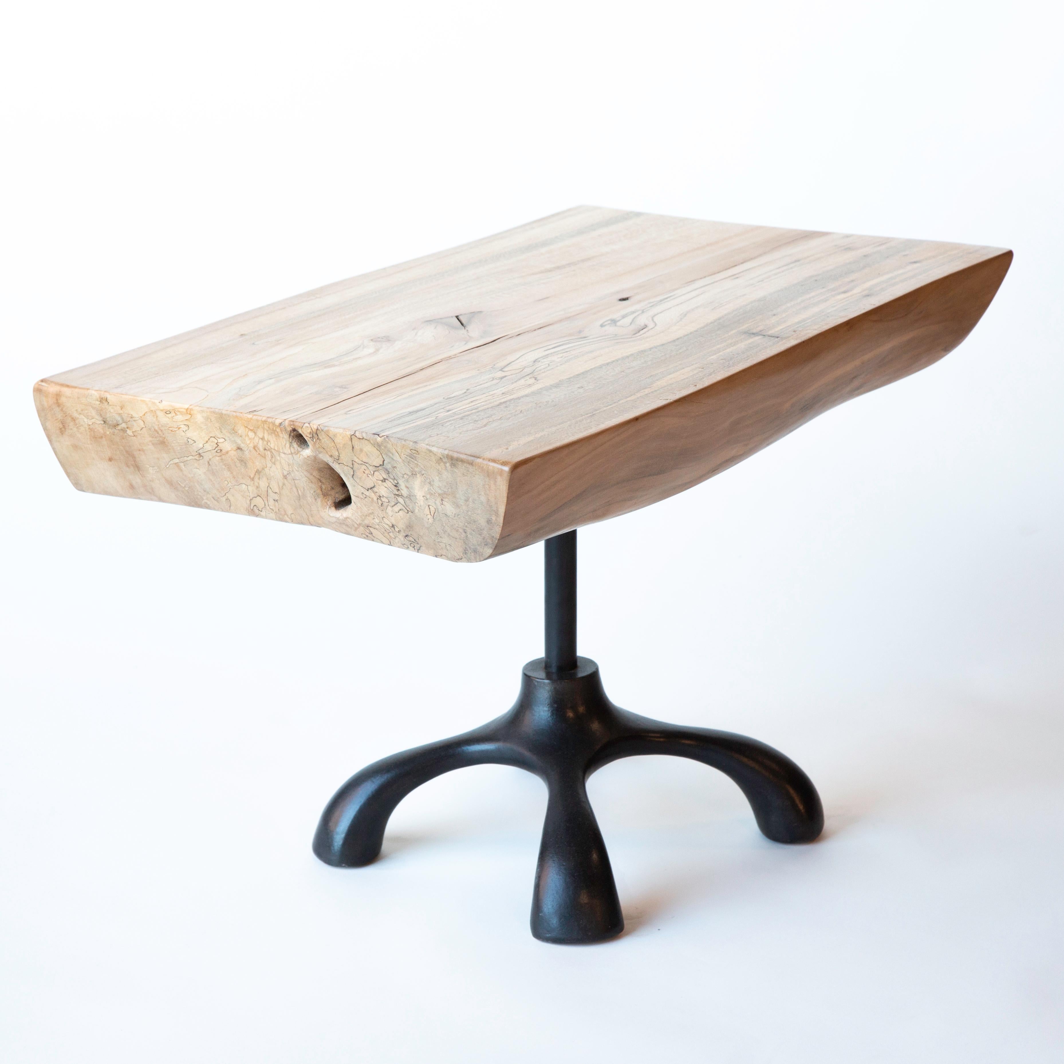 Patinated Spalted Sycamore Slab Cocktail Table, Cast Aluminum, Jordan Mozer, USA, 2017  For Sale
