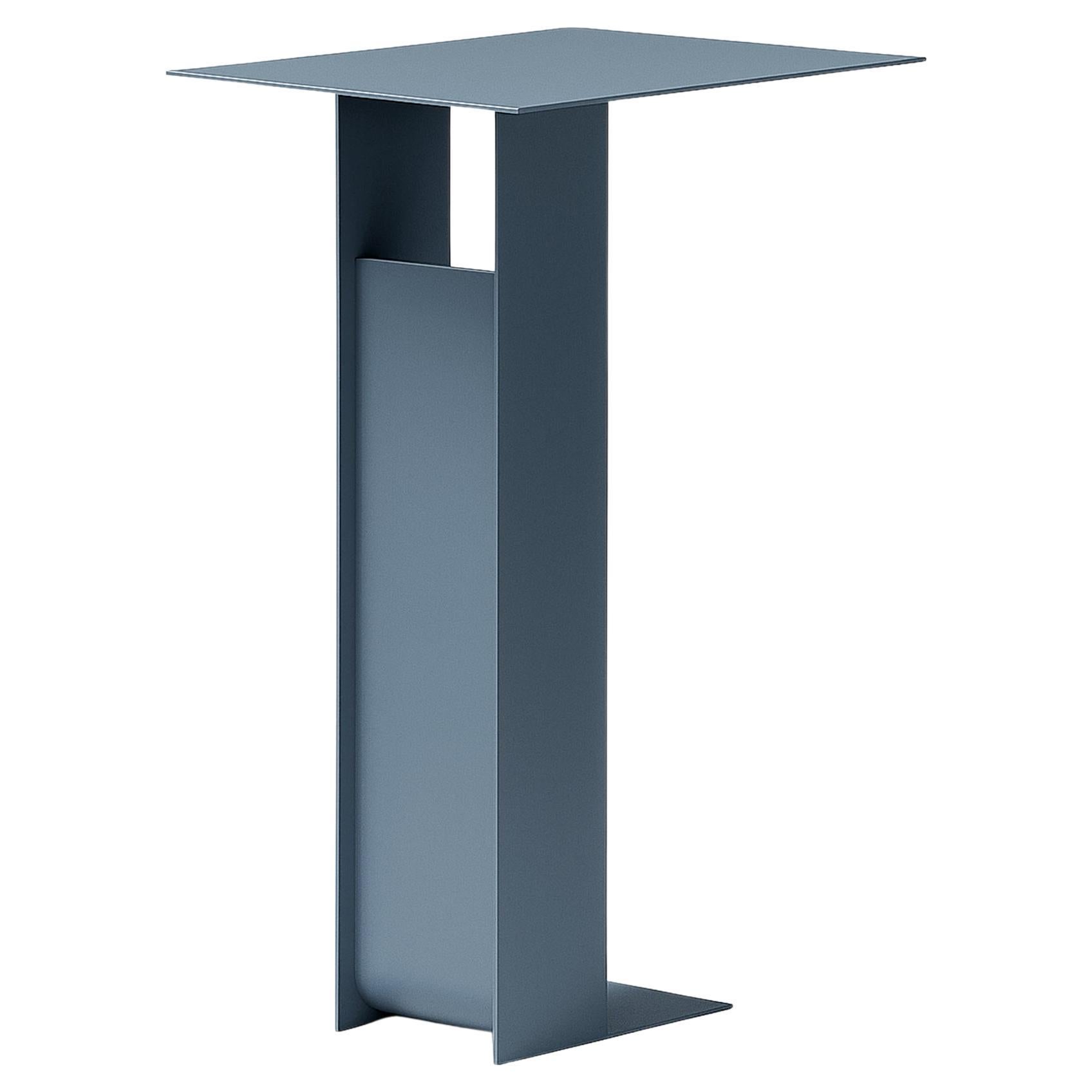 Mesa auxiliar Span, metal hecho a mano, aspecto minimalista y moderno en azul