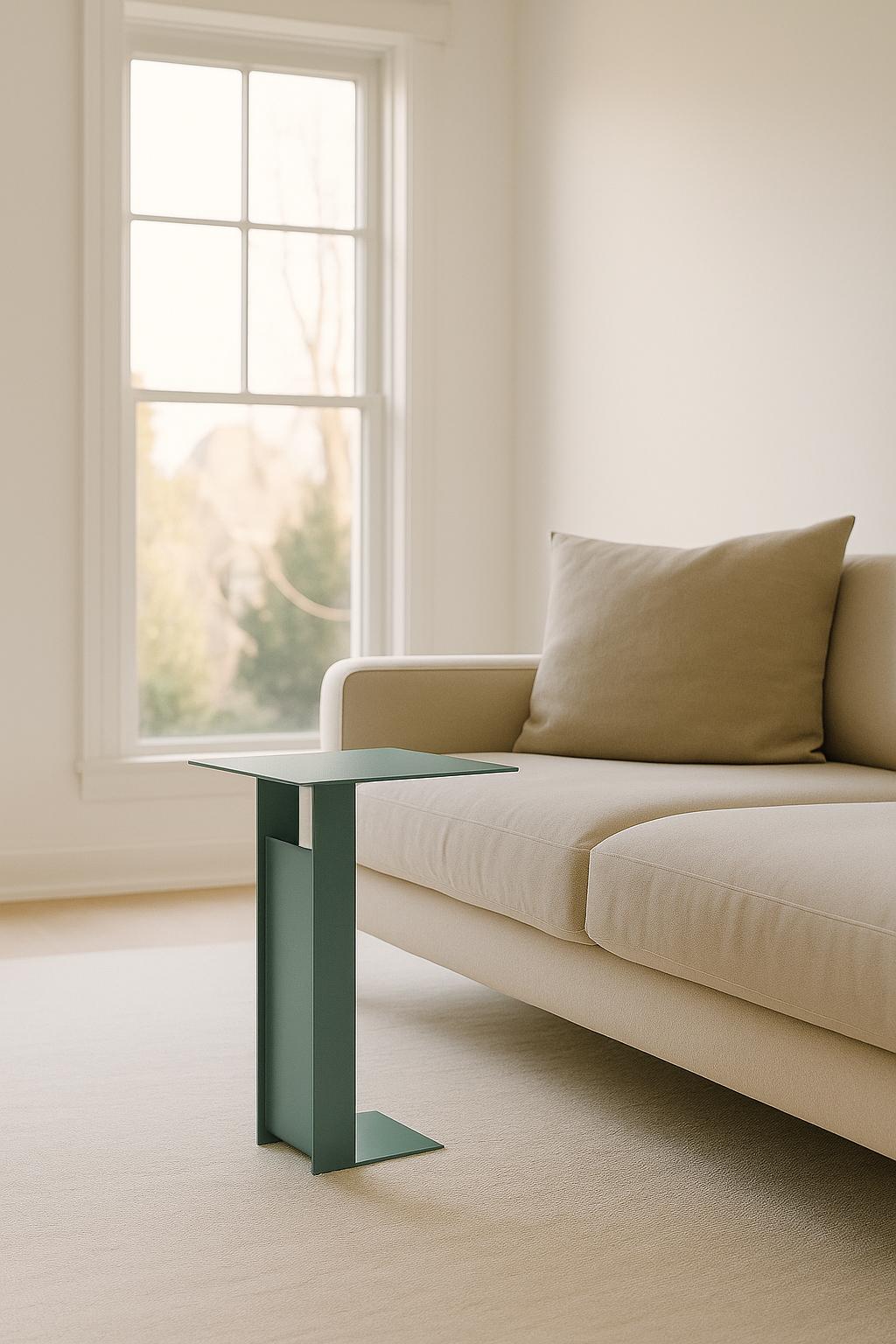 Mesa auxiliar Span, metal hecho a mano, aspecto minimalista y moderno en verde Escandinavo moderno en venta