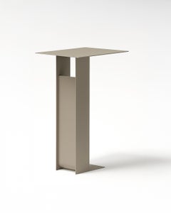 Span Side Table, Handmade Metal, Minimal and Modern Look in Pale Oyster