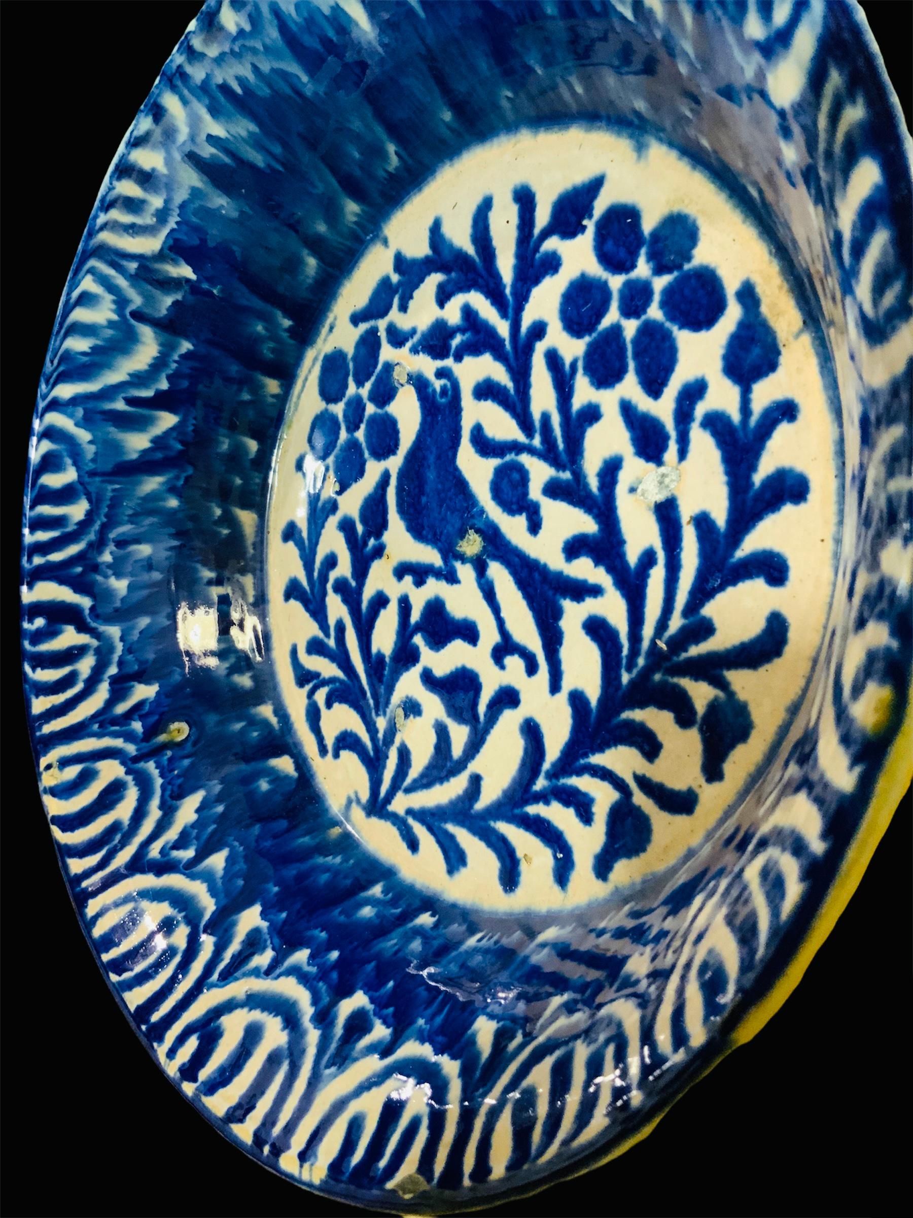 Spanish Spaniard Fajalauza Style Ceramic Bowl For Sale