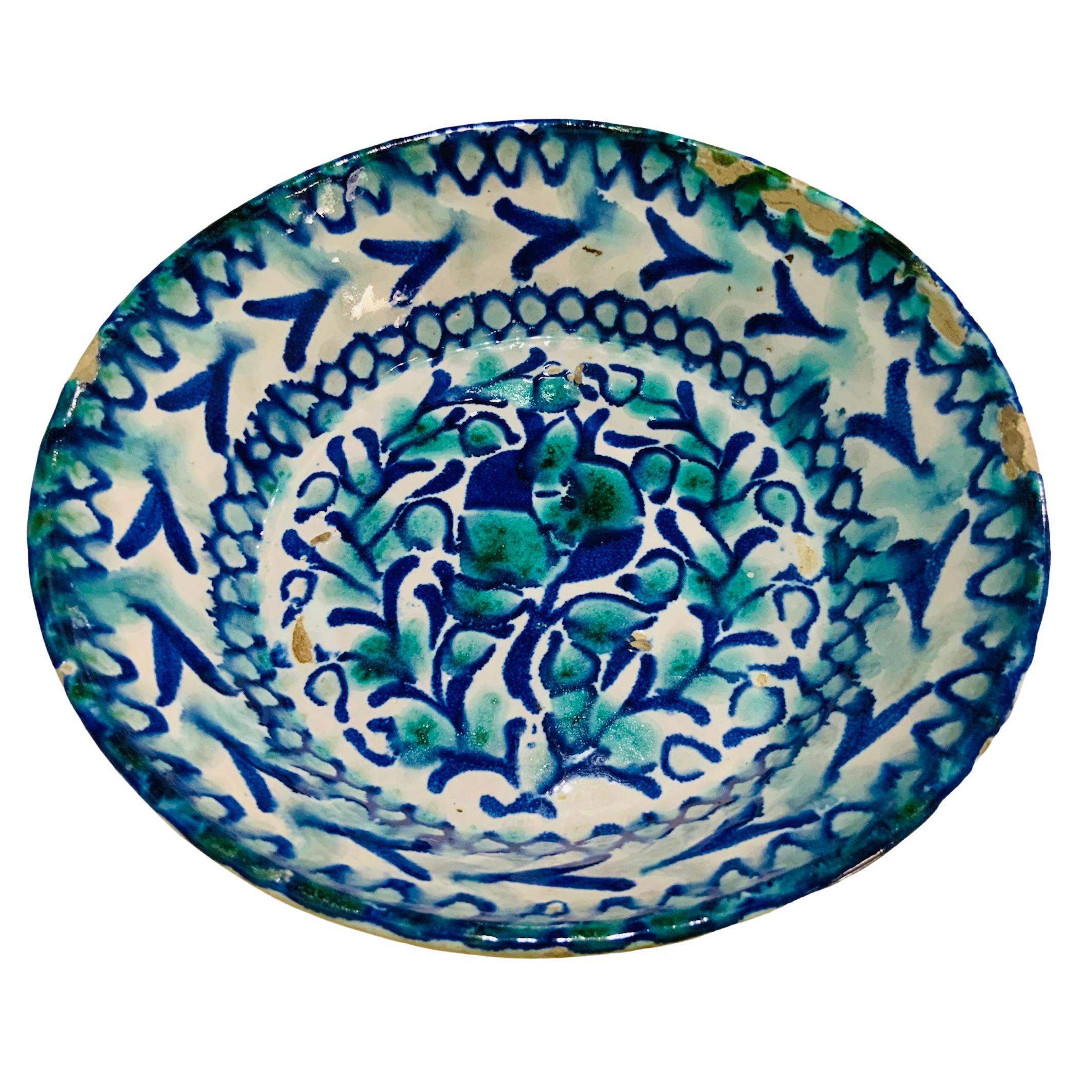 Spaniard Fajalauza Style Ceramic Bowl For Sale