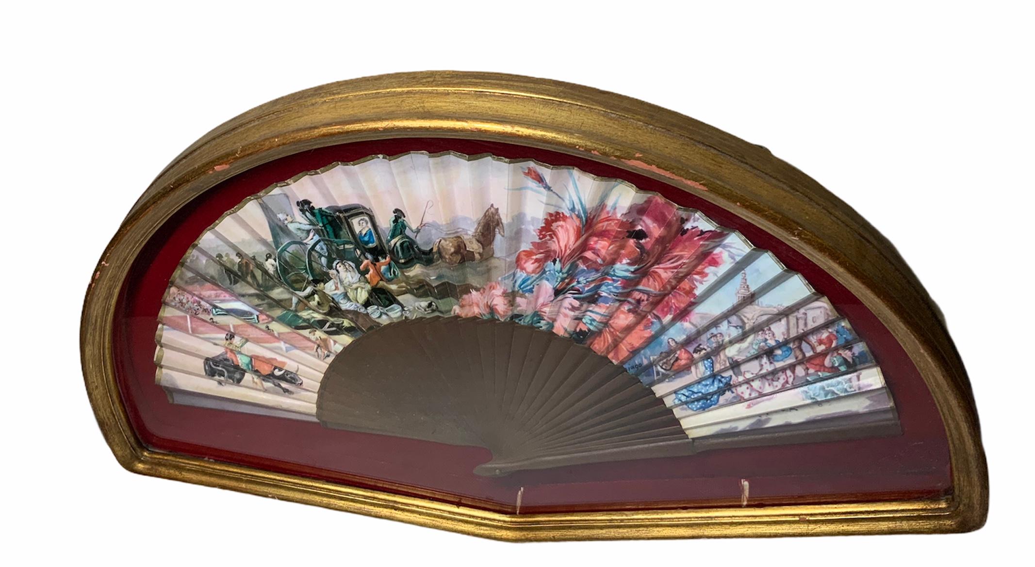 Victorian Spaniard Fan Shadow Box For Sale