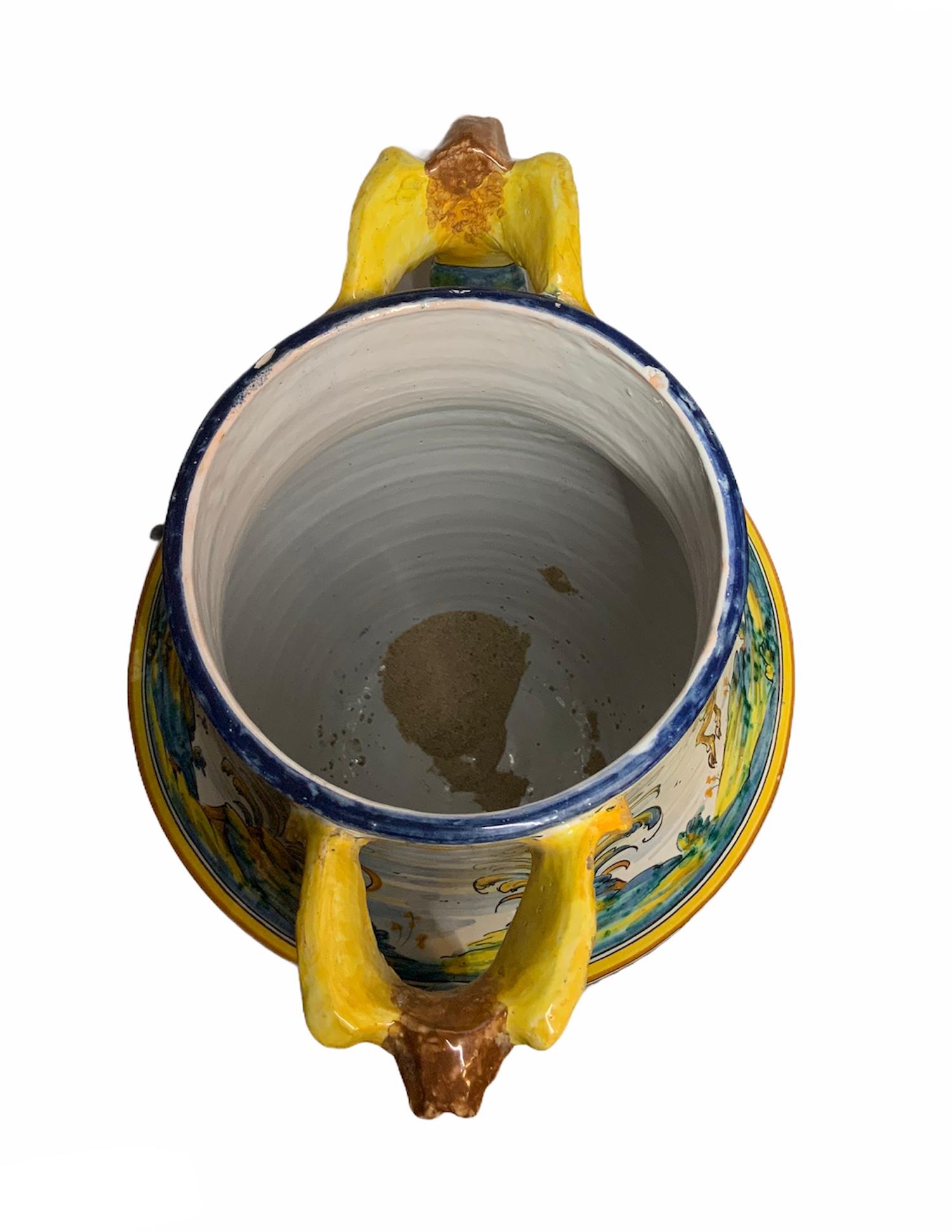 Spanish Spaniard Large Hand Painted Majolica Urn Vase